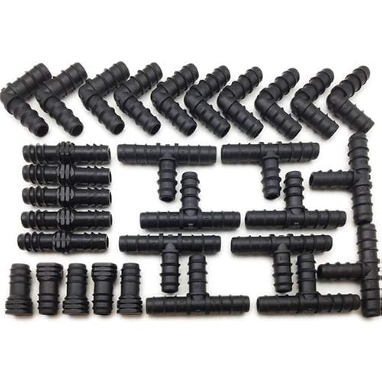 Grow Insane13mm (1/2) Pipe/Hose Irrigation Connector Pack - 30 Piece - Tee - Elbow - Joiner - End Plug - Triple Barbed Kit