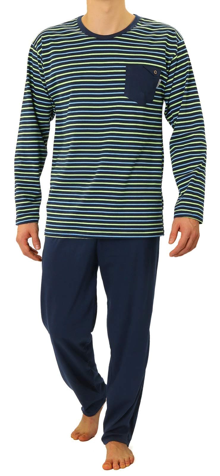 Sesto Senso Mens Pyjamas Set 100% Cotton Pjs Long Sleeve Top & Pants Checked