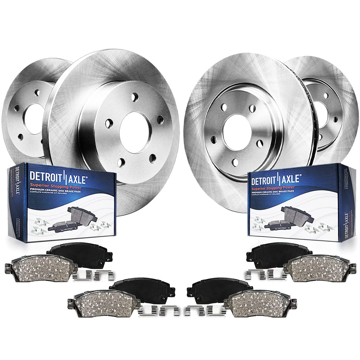 Detroit Axle - Brake Kit for 2009-2014 Honda Pilot, 2007-2013 MDX ZDX Disc Brake Rotors Ceramic Brakes Pads 2010 2011 2012 Replacement: 12.98" inch Front & 13.13" inch Rear Rotor