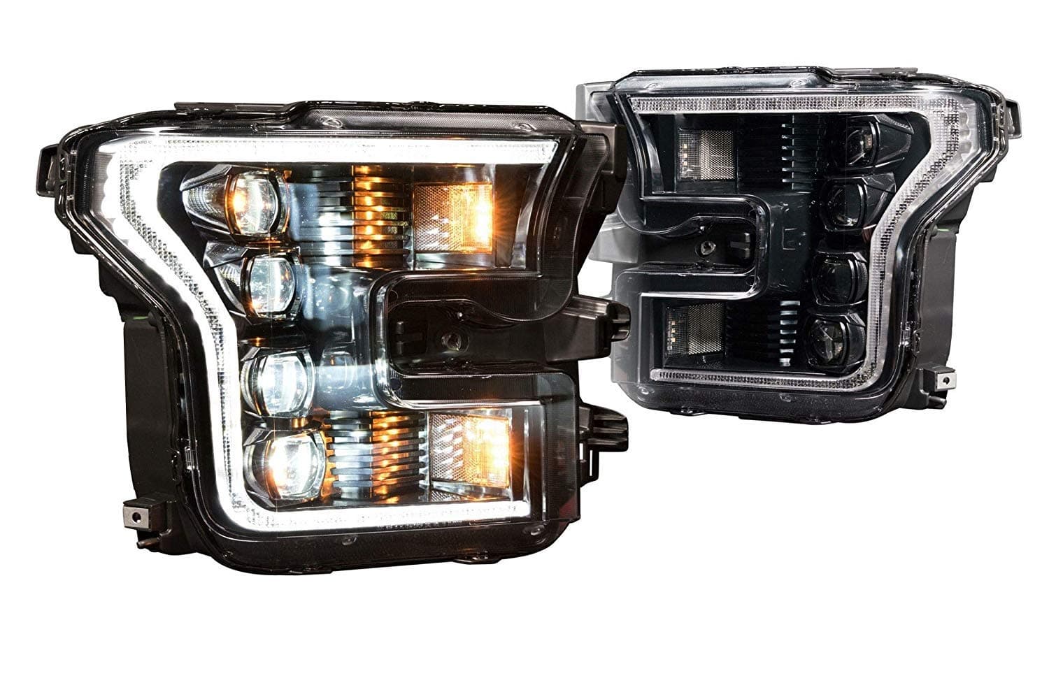 XB LED Headlights, Plug and Play Headlight Housing Upgrade, Fits 2015-2017 Ford F150, DOT Approved LED Assembly with Switchback Sequential Turn Signals & UV Coated Lenses (1x LF502.2-ASM)