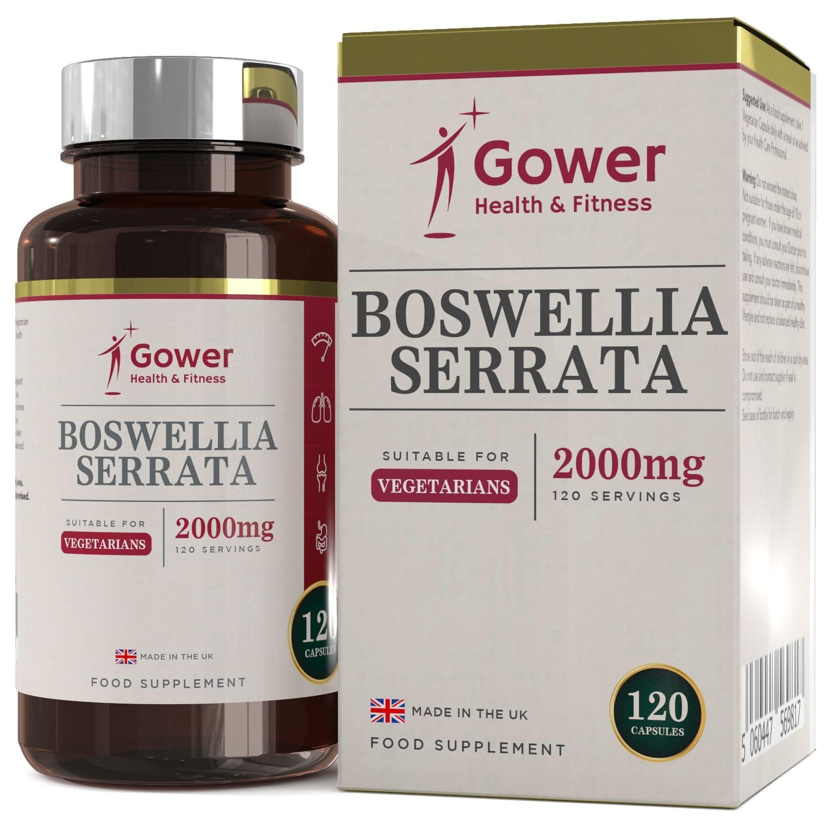 GH Boswellia Serrata 2000mg High Strength Capsules | 5:1 Boswellia Extract | 120 Vegan Capsules | Boswelia Frankincense Supplement | Non-GMO & Gluten Free | Made in The UK