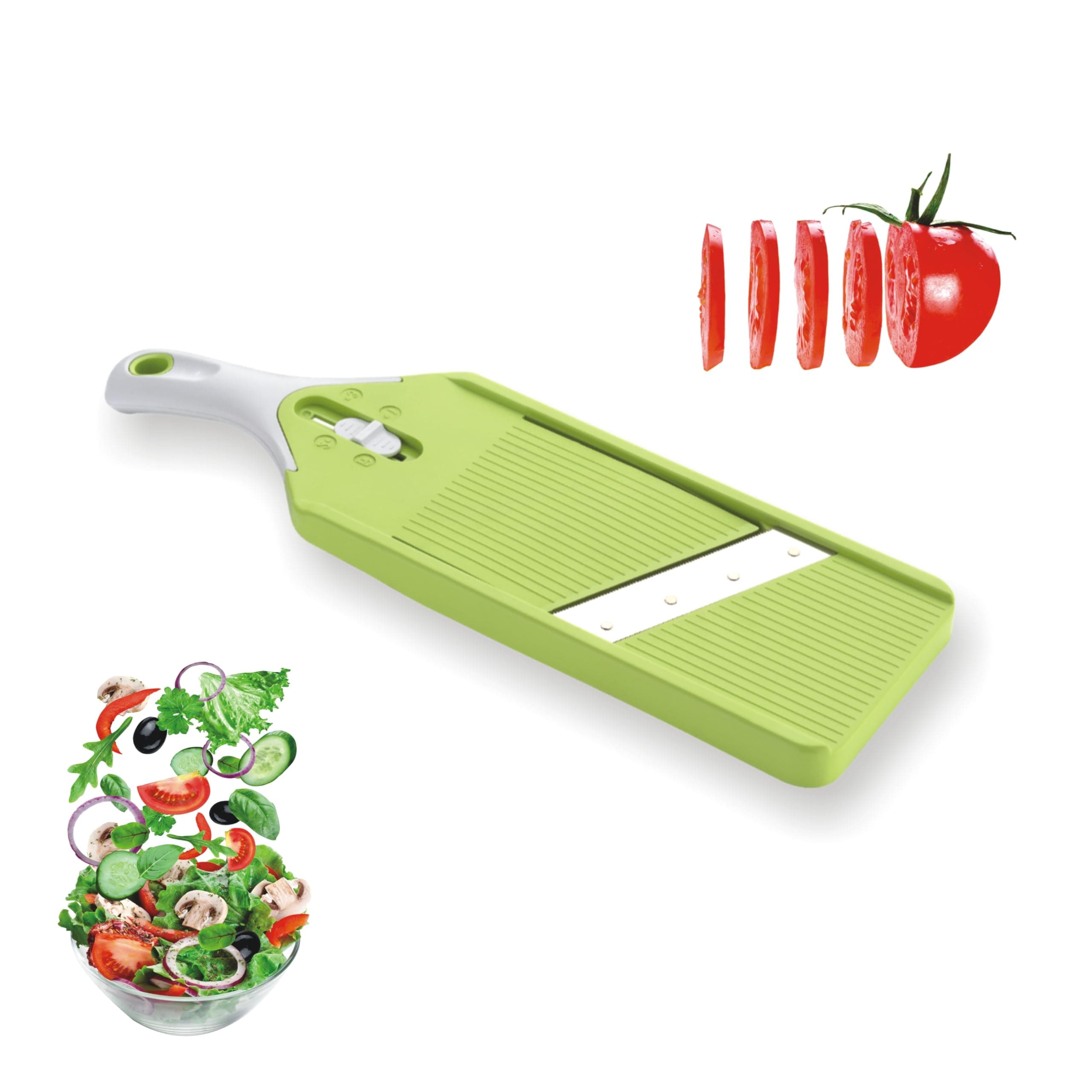 ANSA Adjustable Stainless Steel Fruit & Vegetable Slicer – 3 Slice Thickness Settings, Durable Blades, Compact & Eco-Friendly Design for Easy Cutting | Potato Slicer