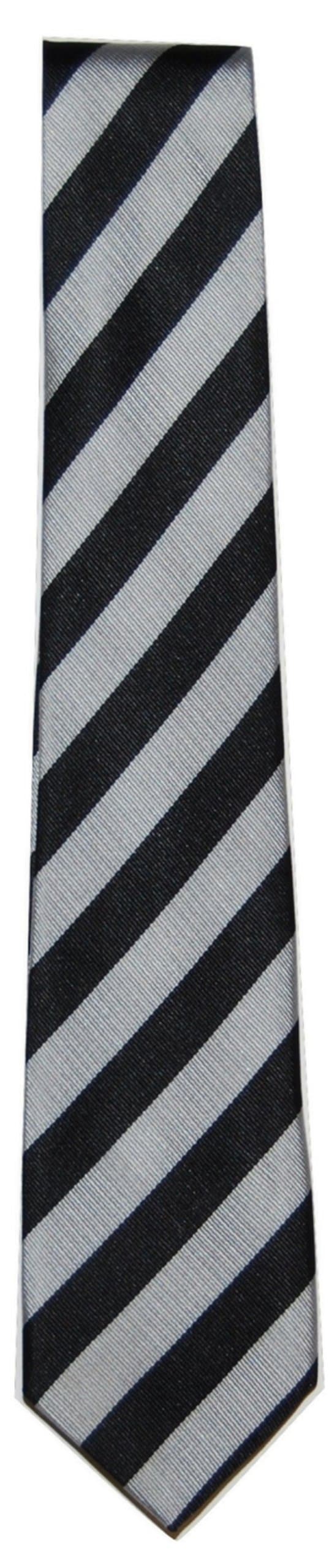 Mens Boys Unisex Tie Black Silver Grey Stripes High Senior School Prom Occasion