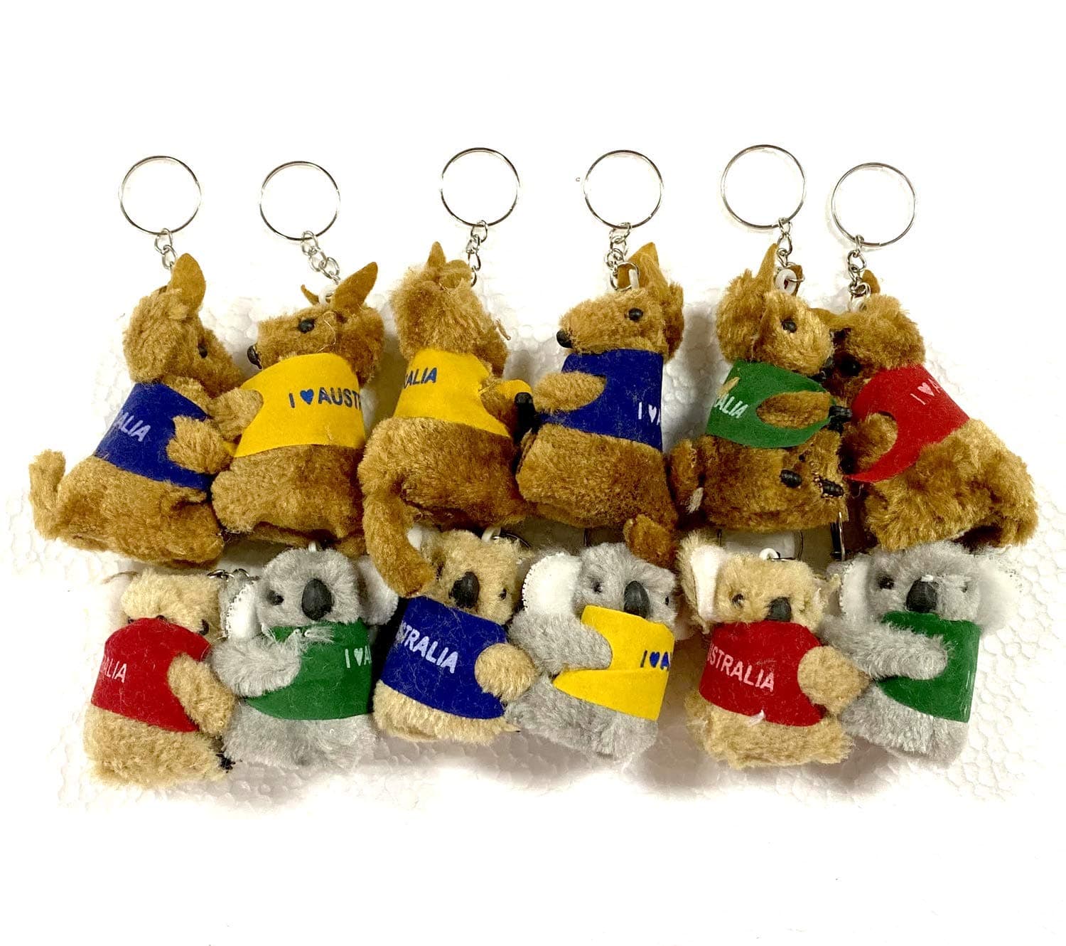 Kangaroo and Koala Mix Clip-on Keychains 12pk