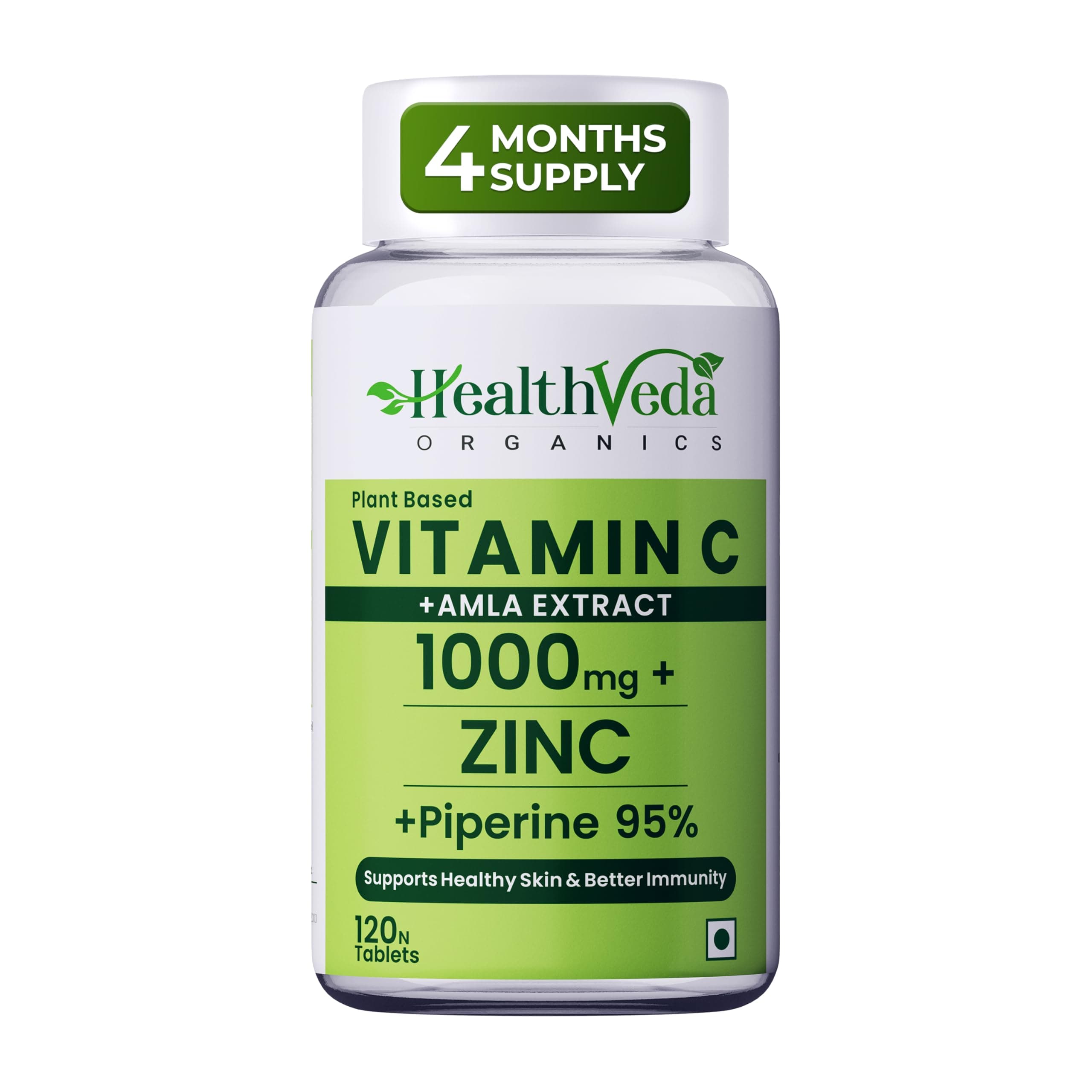 Health Veda Organics Natural Vitamin C tablets 1000 mg || Enriched with Green amla extract || For better skin health & immunity