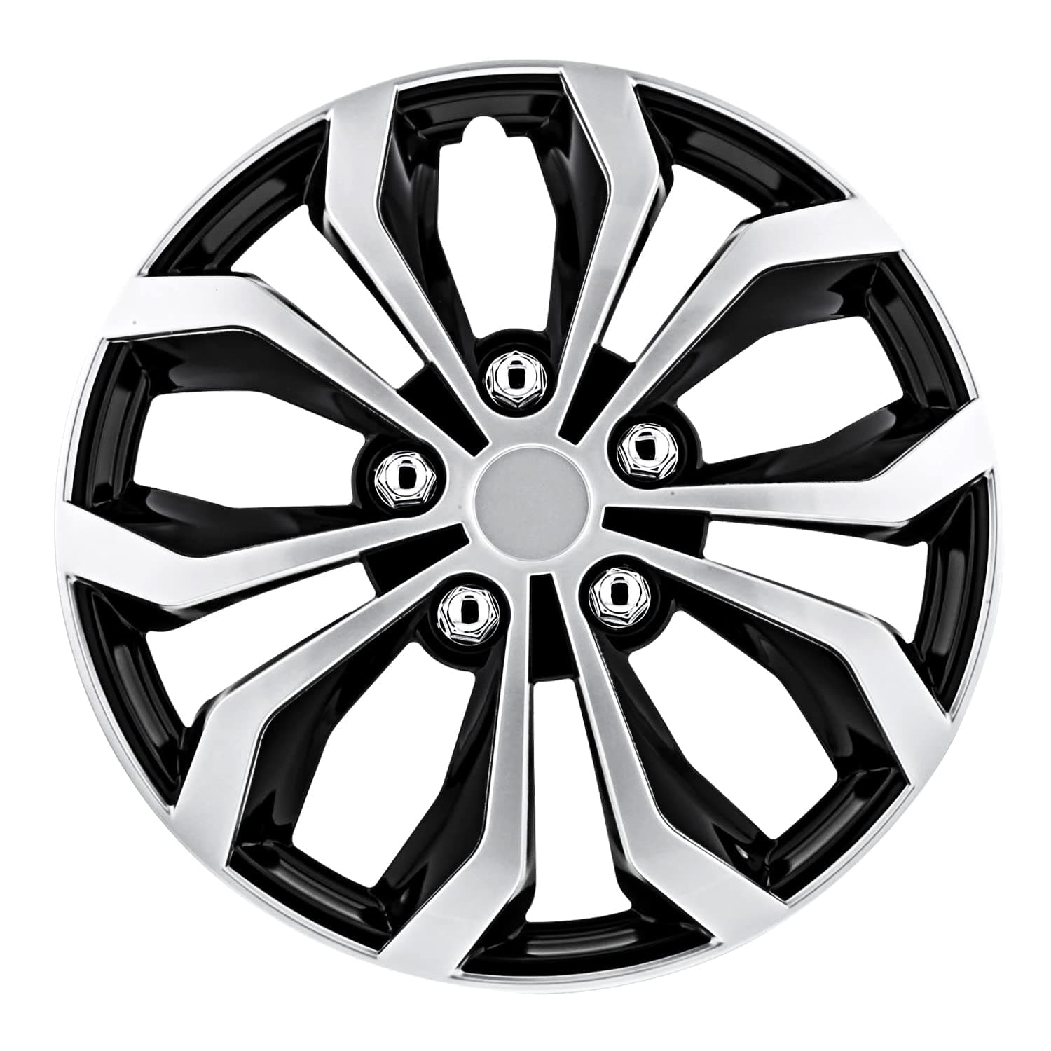 Pilot Automotive Wh553-15S-Bs Black/Silver 15 Inch 15" Spyder Performance Wheel Cover | Pack Of 4 | Fits Toyota Volkswagen Vw Chevy Chevrolet Honda Mazda Dodge Ford And Others