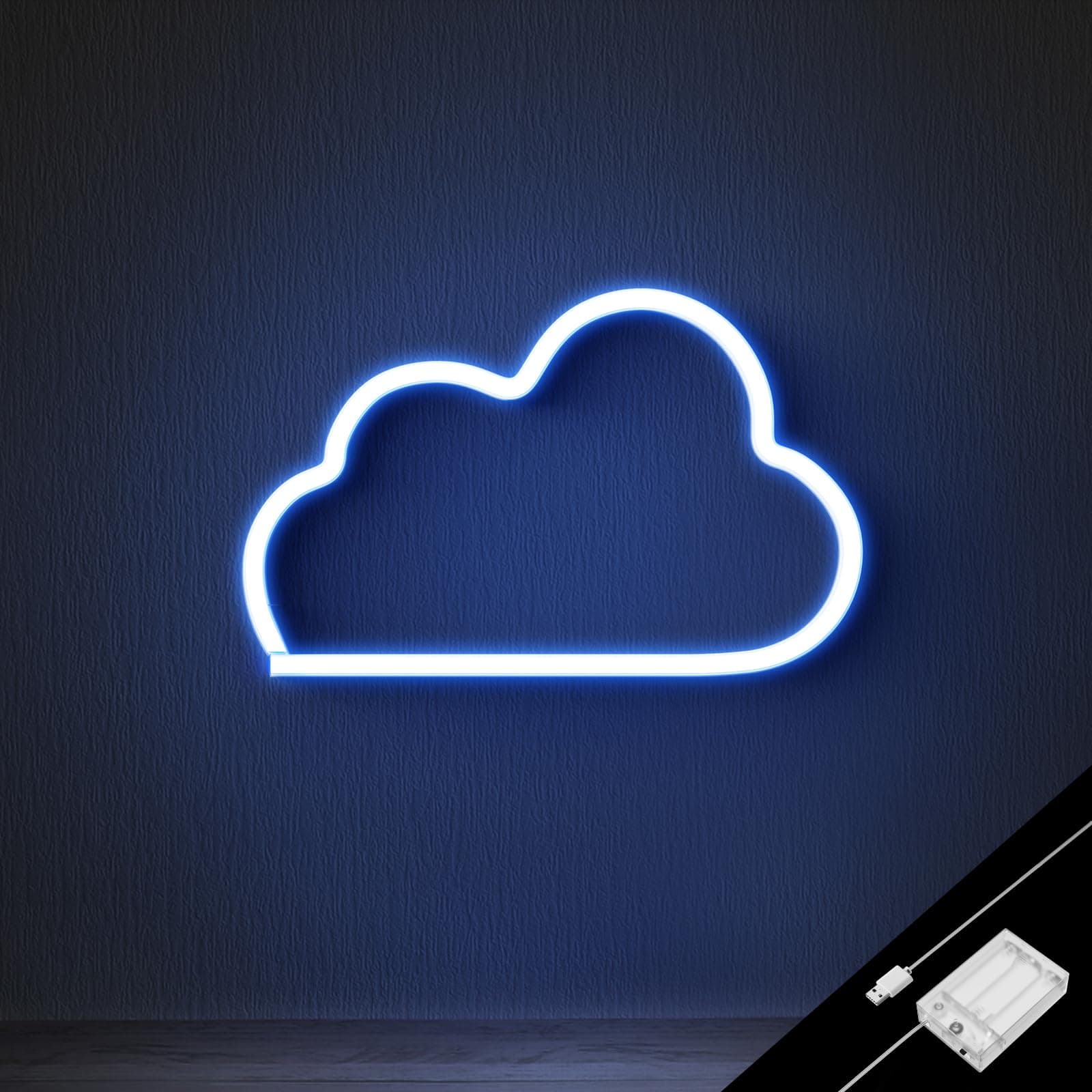 Blue Cloud Neon Sign, USB & Battary Powered Neon Lights Signs, Cloud Lamp, Cloud Decor, Kids Room Decor for Bedroom, Night Light for Kids, Party Decorations, Birthday Decorations