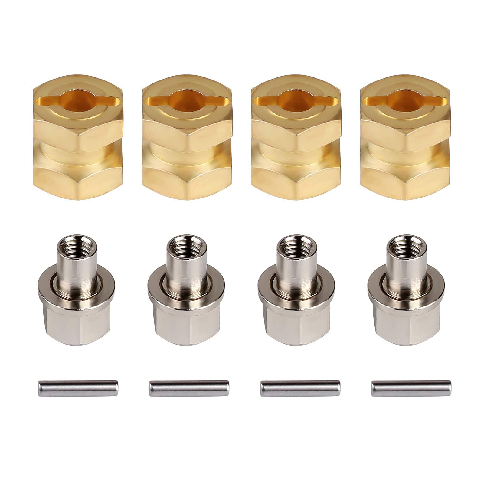 INJORA RC Hex Hub 12mm Brass Wheels Hex Hub Extension Hex Drive Adapter for 1/10 RC Crawler Axial SCX10 90046 D90 (12mm)