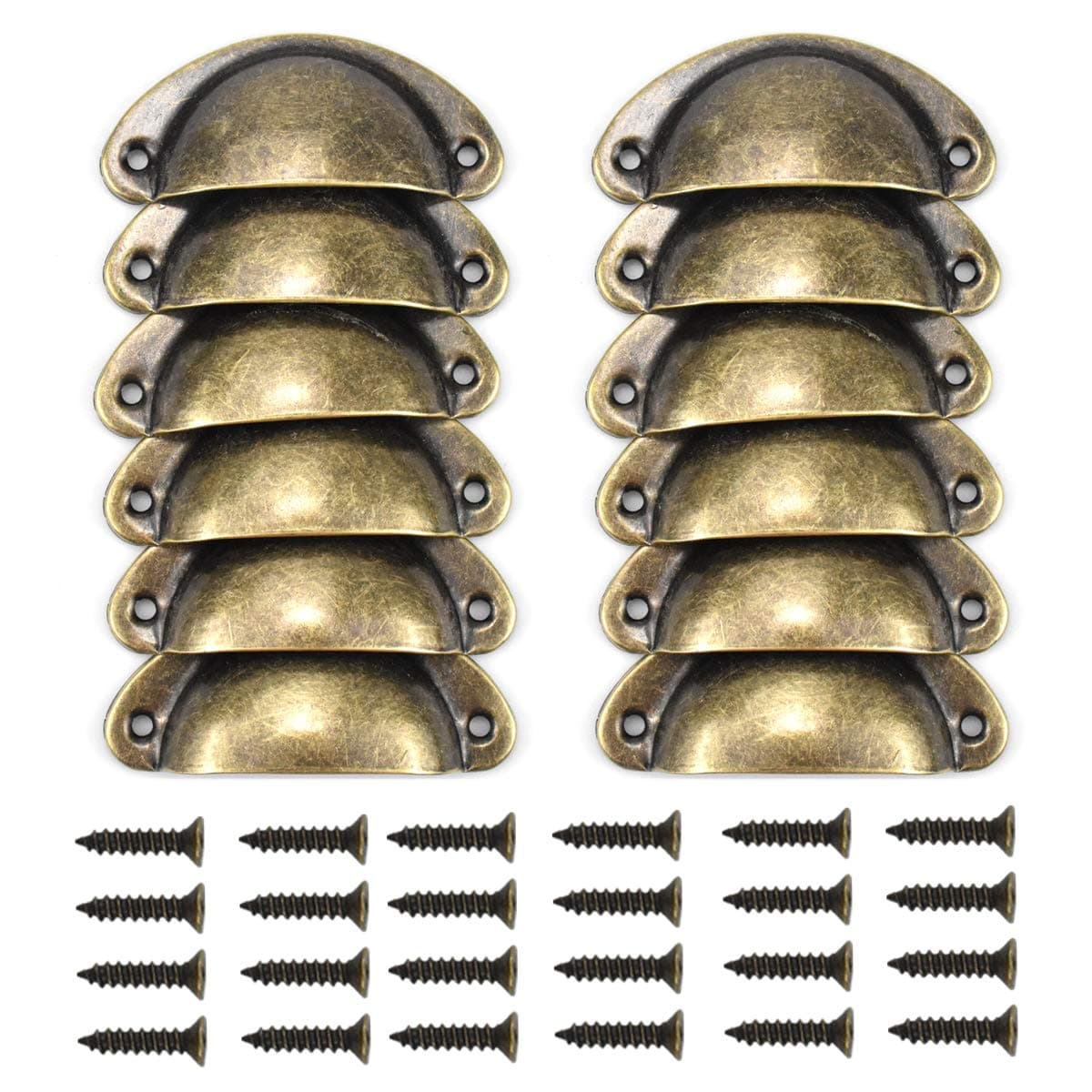 NiceLand 12 x Vintage Retro Vintage Furniture Handle Cabinet Door Drawer Knob with Screws Bronze