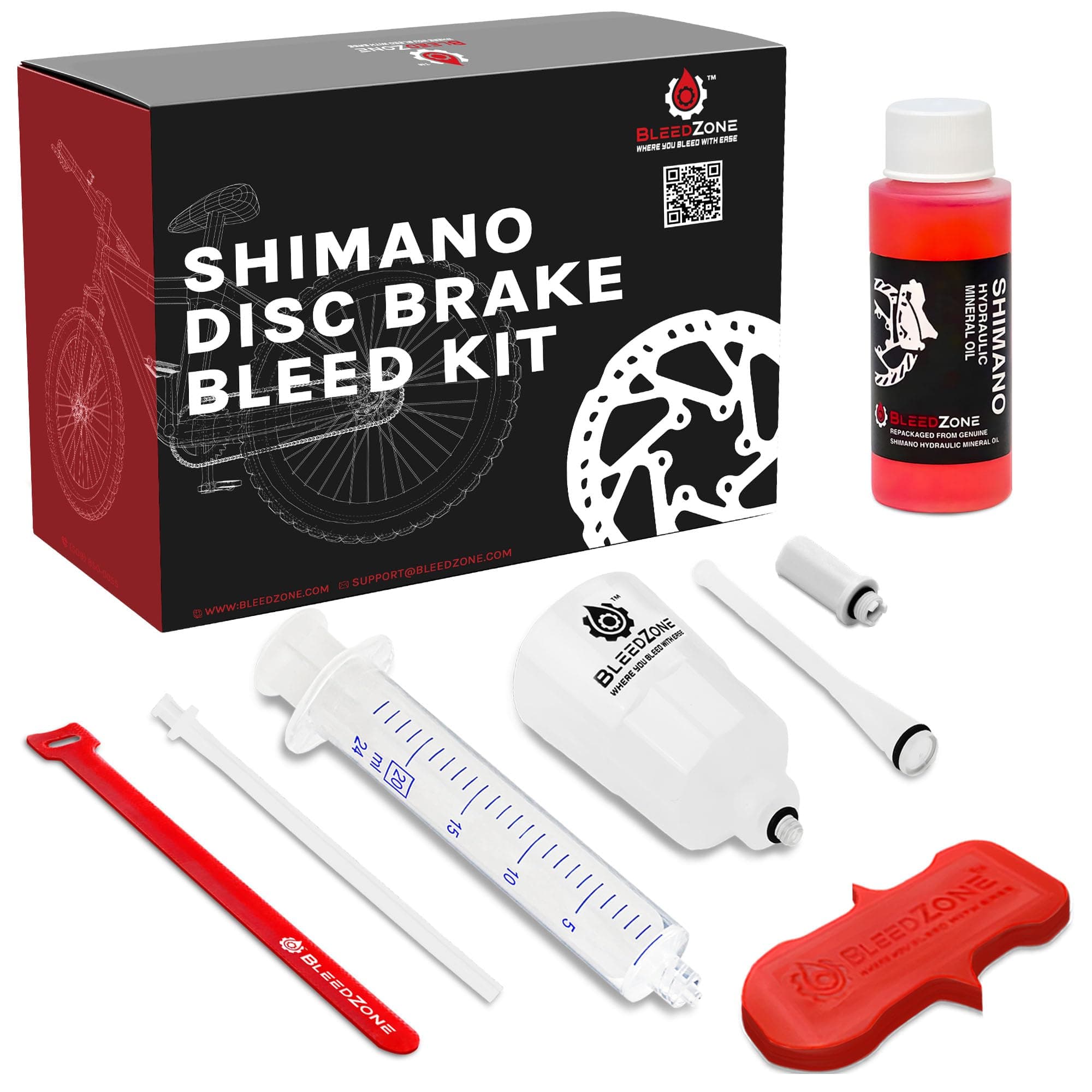 BleedZone Shimano Brake Bleed Kit with 60ml Mineral Oil- Hydraulic Brake Bleed Kit for Shimano Disc Brakes, Bike Brake Bleeder Kit, and Mineral Oil Brake Maintenance