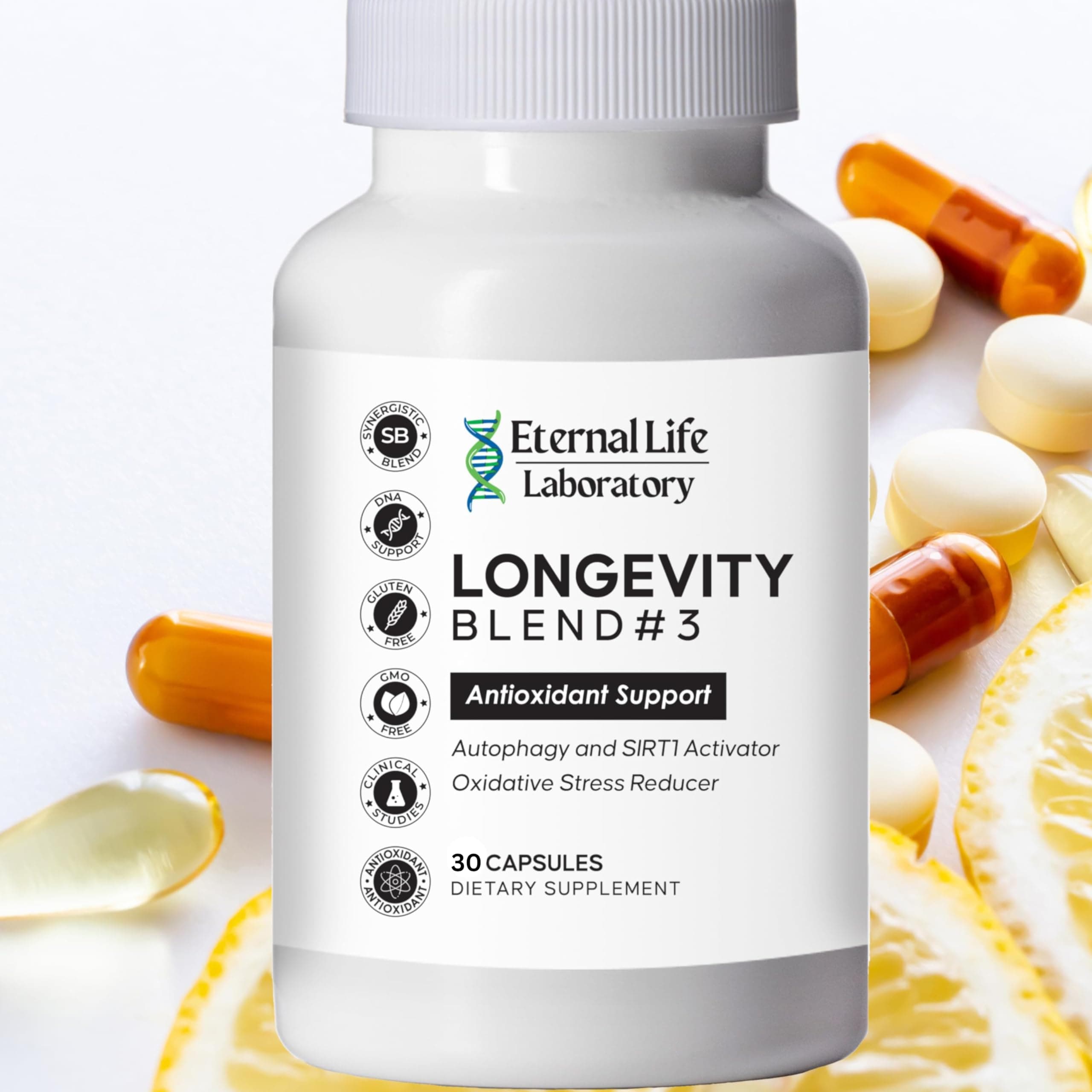 Longevity Blend #3 - Resveratrol 98% with Fisetin Pterostilbene Spermidine, Anti Aging, Oxidative Stress Reducer, Antioxidant Supplement, AMPK Activator