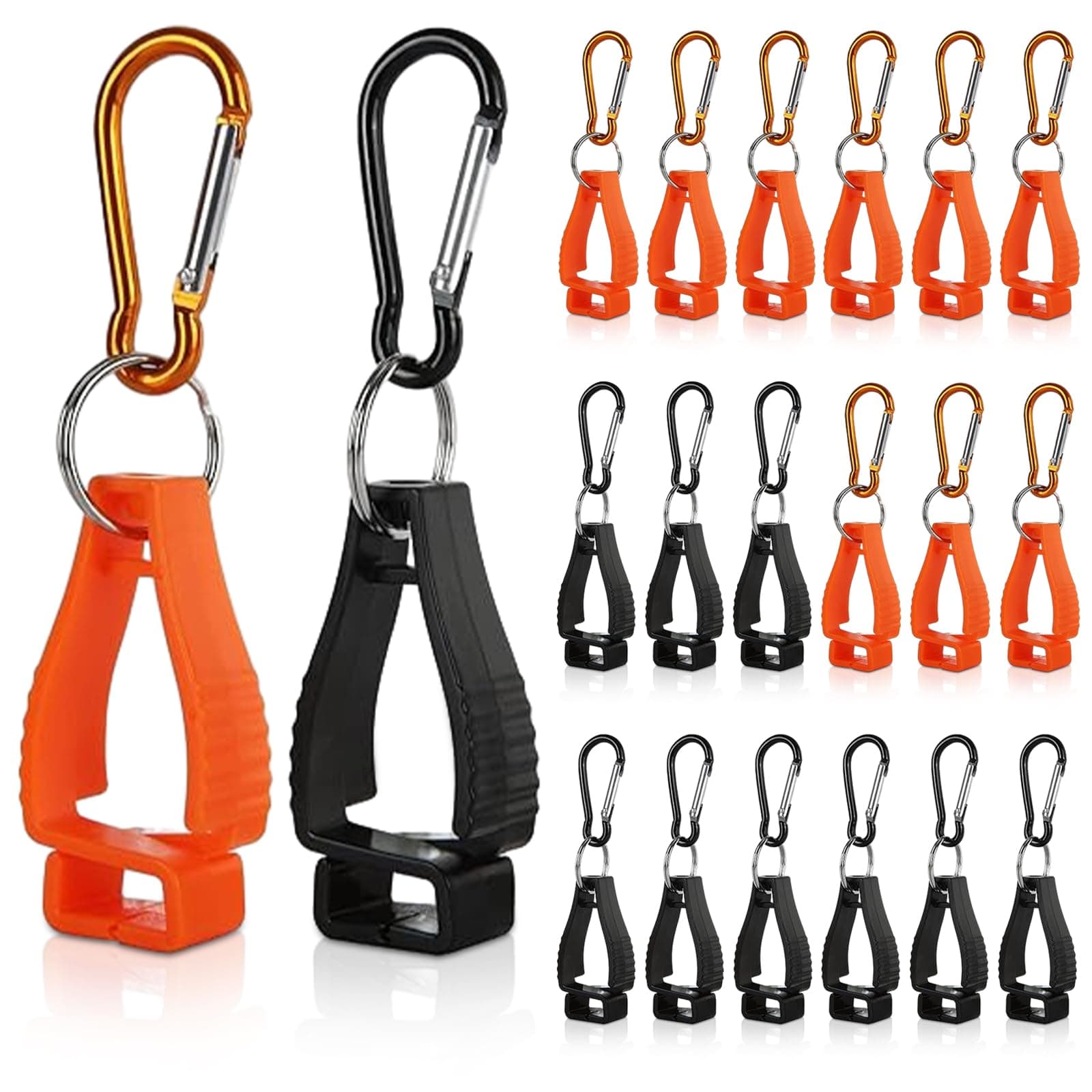 20PCS Glove Clips for Work, Glove Holder Clip Work Safety Clip for Construction Guard Labor, Glove Grabber Glove Keeper Belt Glasses Helmets Hanger Clamp Catcher (10PCS Black, 10PCS Orange)
