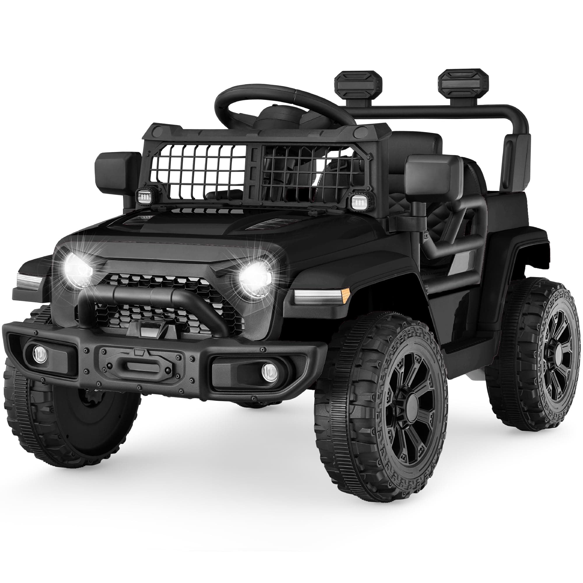 6V Kids Ride On Toy, Mini Truck, Electric Play Car w/Parent Remote Control, 4-Wheel Suspension, LED Lights, 2 Speeds, Functional Horn, 3.1MPH Max Speed - Black
