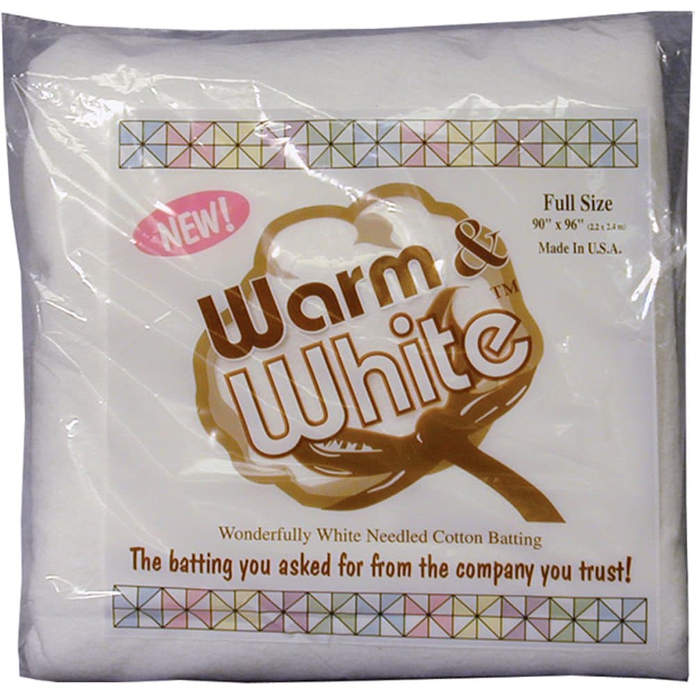 Warm Company Batting Warm and White Cotton Batting Full Size 90 x 96 Inches, 96-Inch
