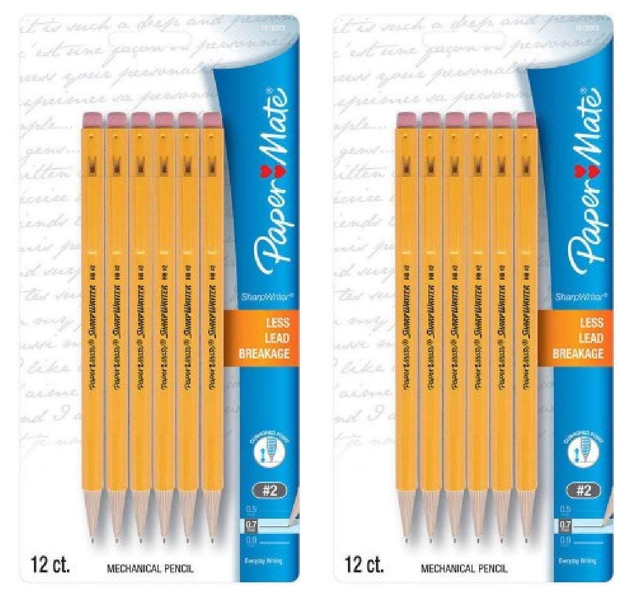 SharpWriter Mechanical Pencils, 0.7mm, HB #2, Yellow, 24 Count