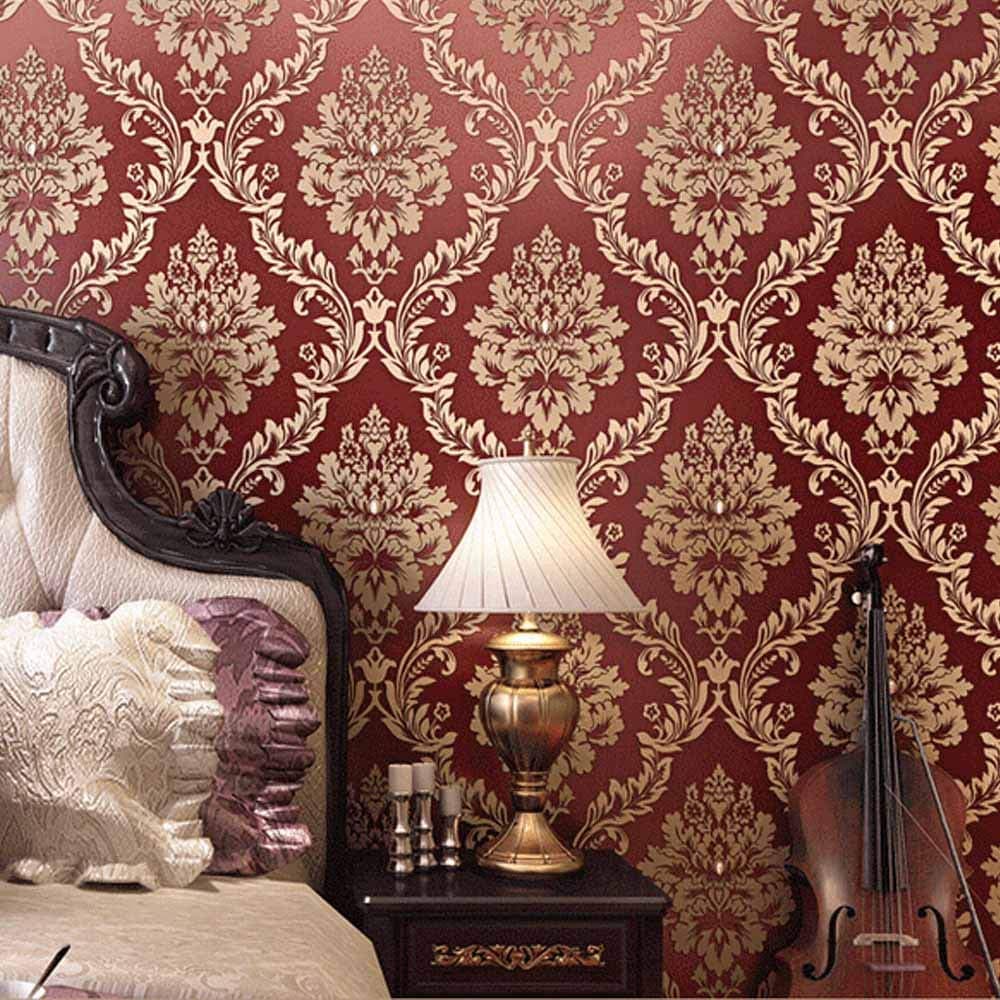 HNZZN Diamond Wallpaper for Walls 3D Mural Wallpapers Wall Decor Textile for Living Room Diamond Wall Paper Gold Blue Coffee, Burgundy, 53CM X 10M