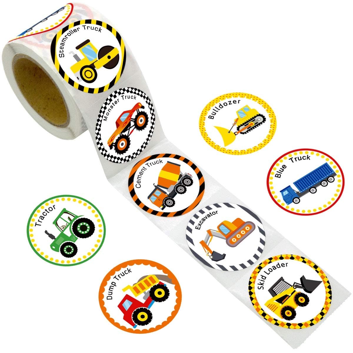 Fancy Land Truck Stickers for Kids 500PCS Perforated Roll Construction Sticker Car Home Family Birthday Party