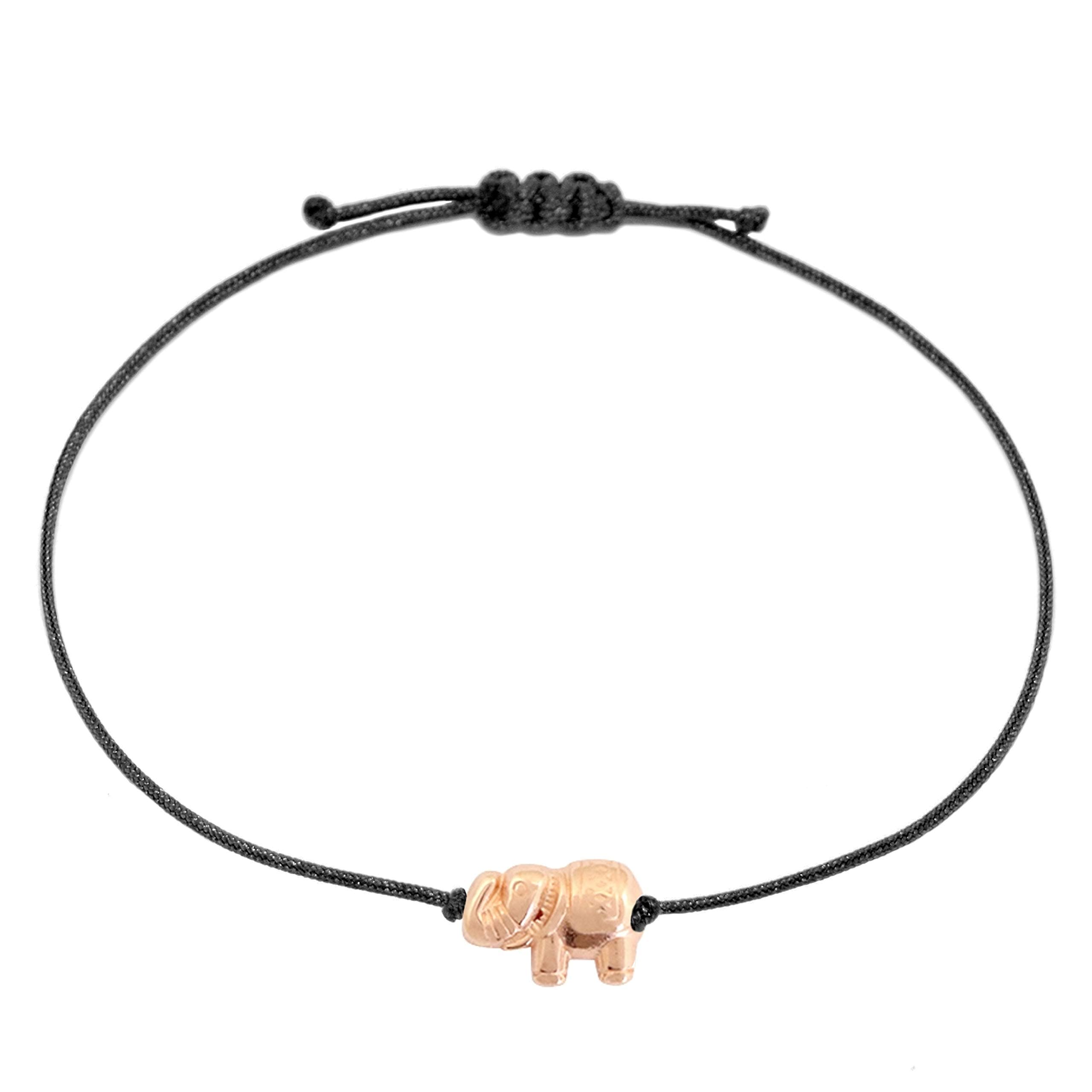 Selfmade JewelryElephant bracelet rosegold on black textile band, ladies bracelets, handmade with love