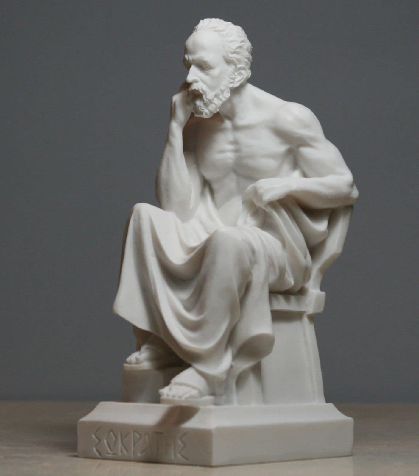 Greek Philosopher Socrates Alabaster Statue Sculpture Athens Academy 6.7 inches