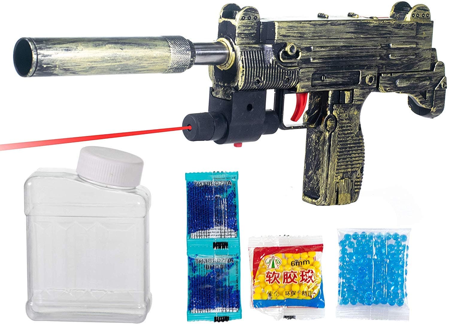Little Hands Kids PUBG Theme Uzi Submachine 2 in 1 Gun Toys Set with Assault Rifle M416 with 4X Design Scope,1000+ Crystal Water and Soft Foam Bullets Role Play Game