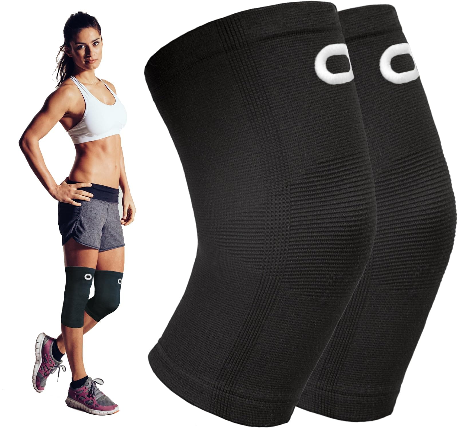 Crucial Compression Knee Sleeve (1 Pair) - Best Knee Braces for Knee Pain for Men & Women - Non-Slip Knee Support for Running, Weightlifting, Basketball, Gym, Workout, Sports