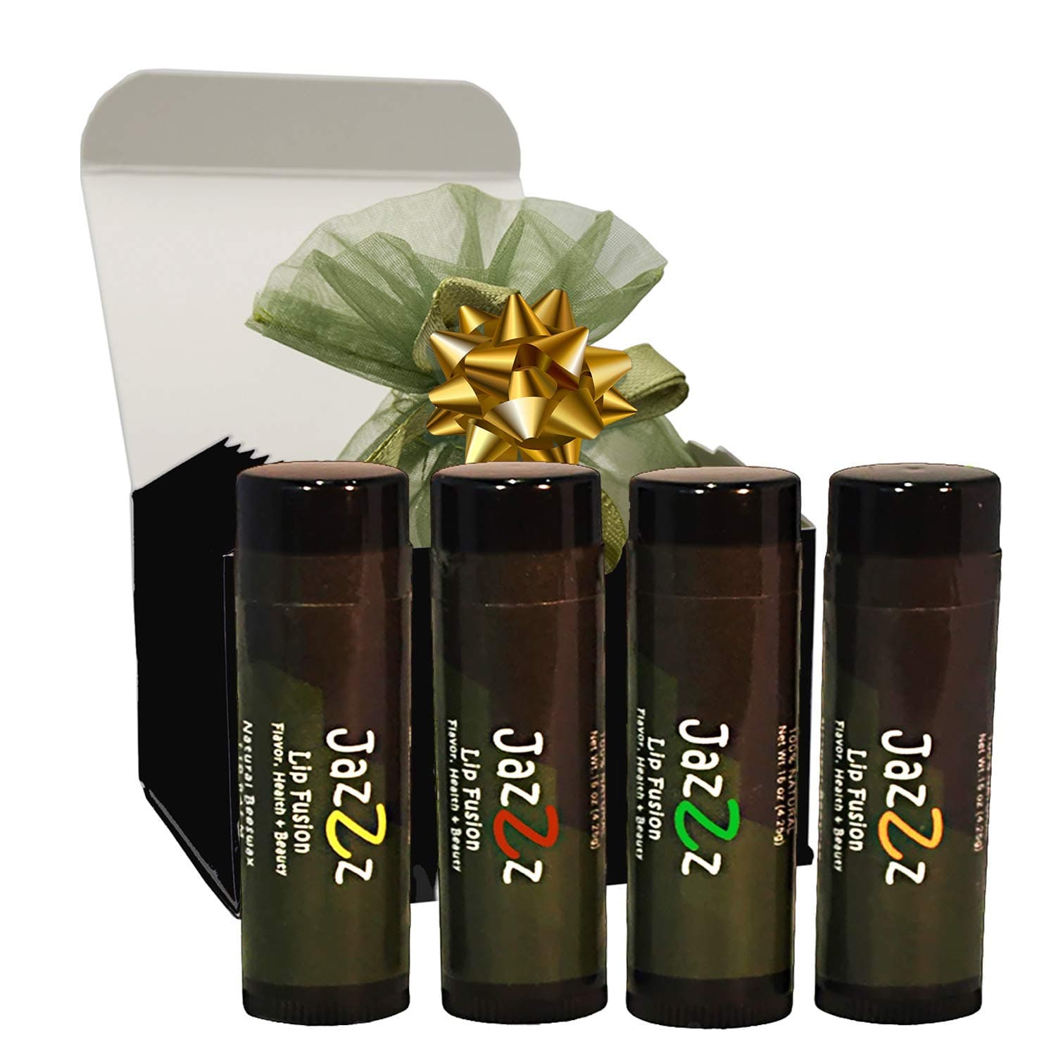 JaZzz Lip Balm Gift Set in 4 Exotic Flavors.(4 pack) Lip Care Treatment contains Hemp Seed Oil, Cocoa Butter & Natural Beeswax to Repair Dry & Chapped lips. Great Gift Ideas for Him or Her - by Suona