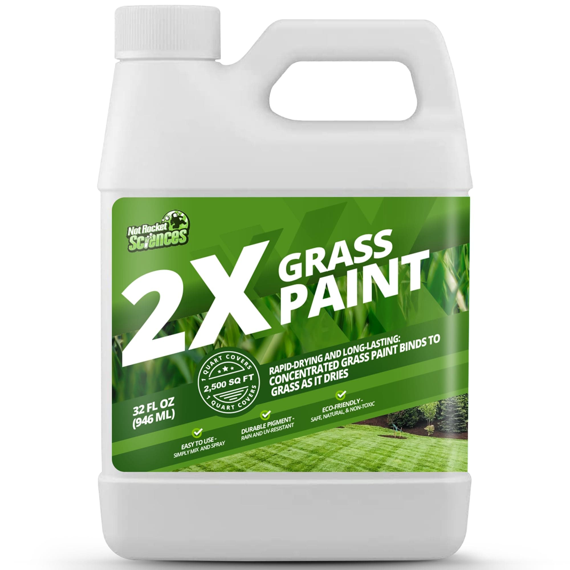 32oz 2X Green Grass Paint for Lawn, Ideal Turf Paint & Green Lawn Spray to Renew Discolored Lawns, Concentrated Grass Dye, Premium Colorant for Vibrant and Lush Greener Lawns