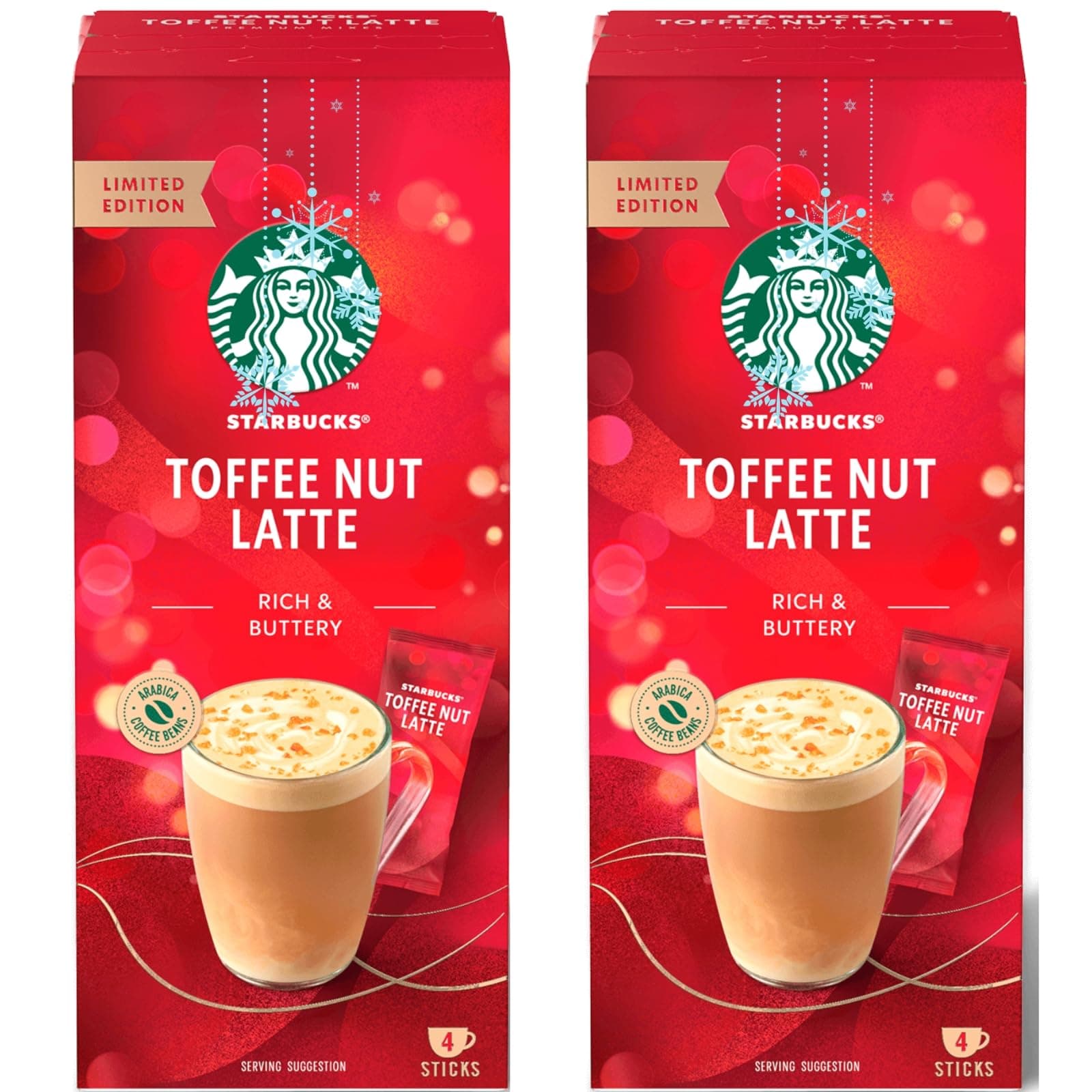 Starbucks Toffee Nut Latte Limited Edition Premium Instant Coffee 2 Pack Bundle