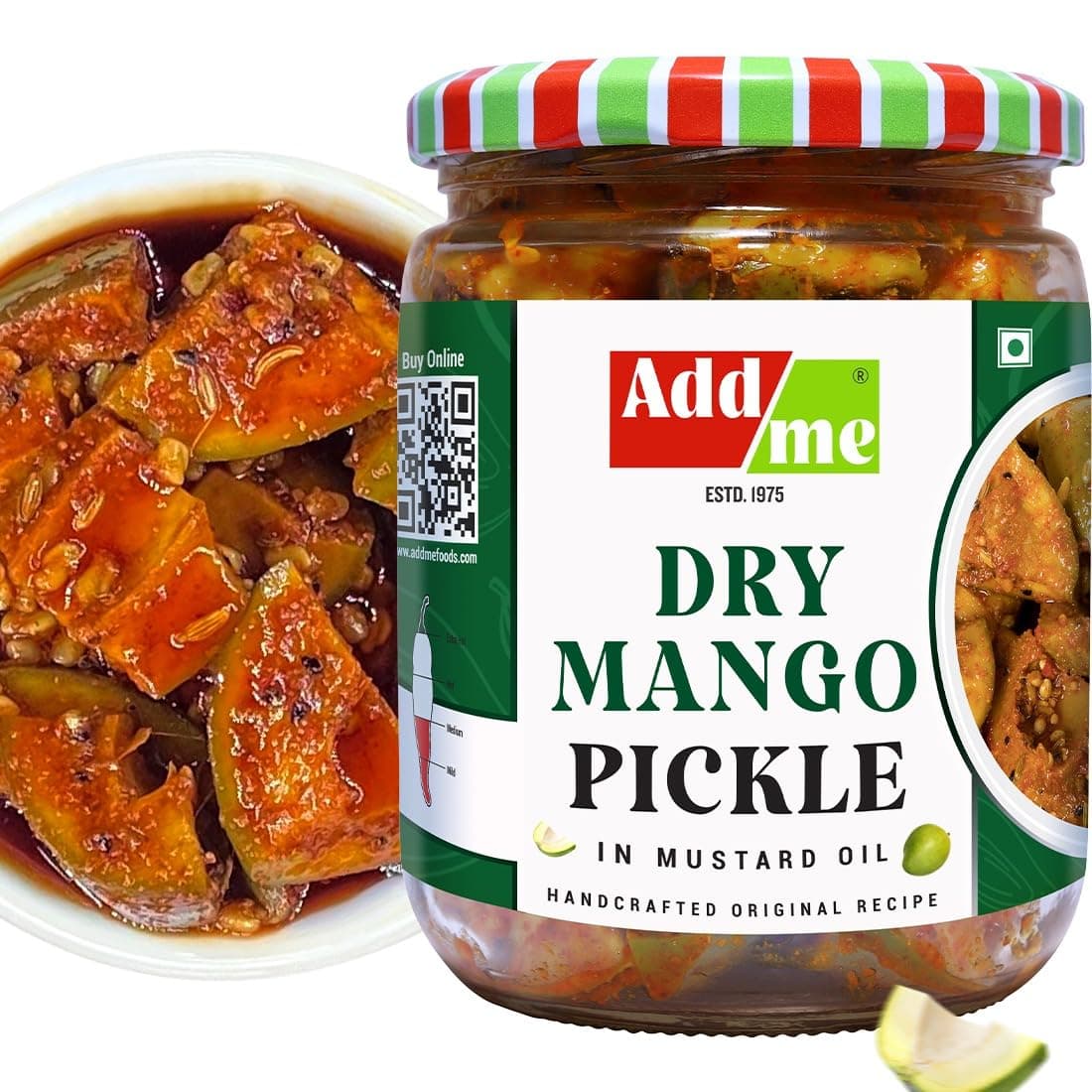 Add Me Dry Mango Pickle 500g in Very Homemade Less Mustard Oil Aam ka Sukha Achar Village Style 500g Classic Indian Recipe Jar Pack