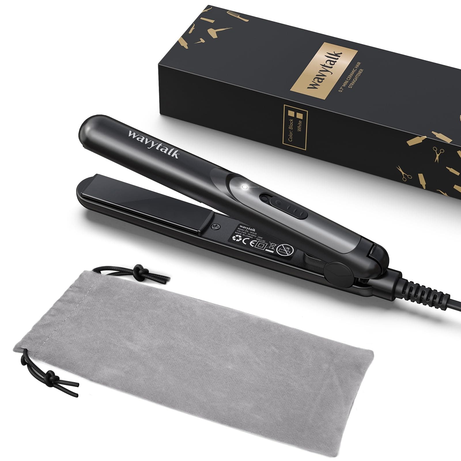 Mini Flat Iron 0.7 Inch Ceramic Mini Hair Straightener, Small Flat Irons for Short Hair, Curls Bangs, Dual Voltage for Travel