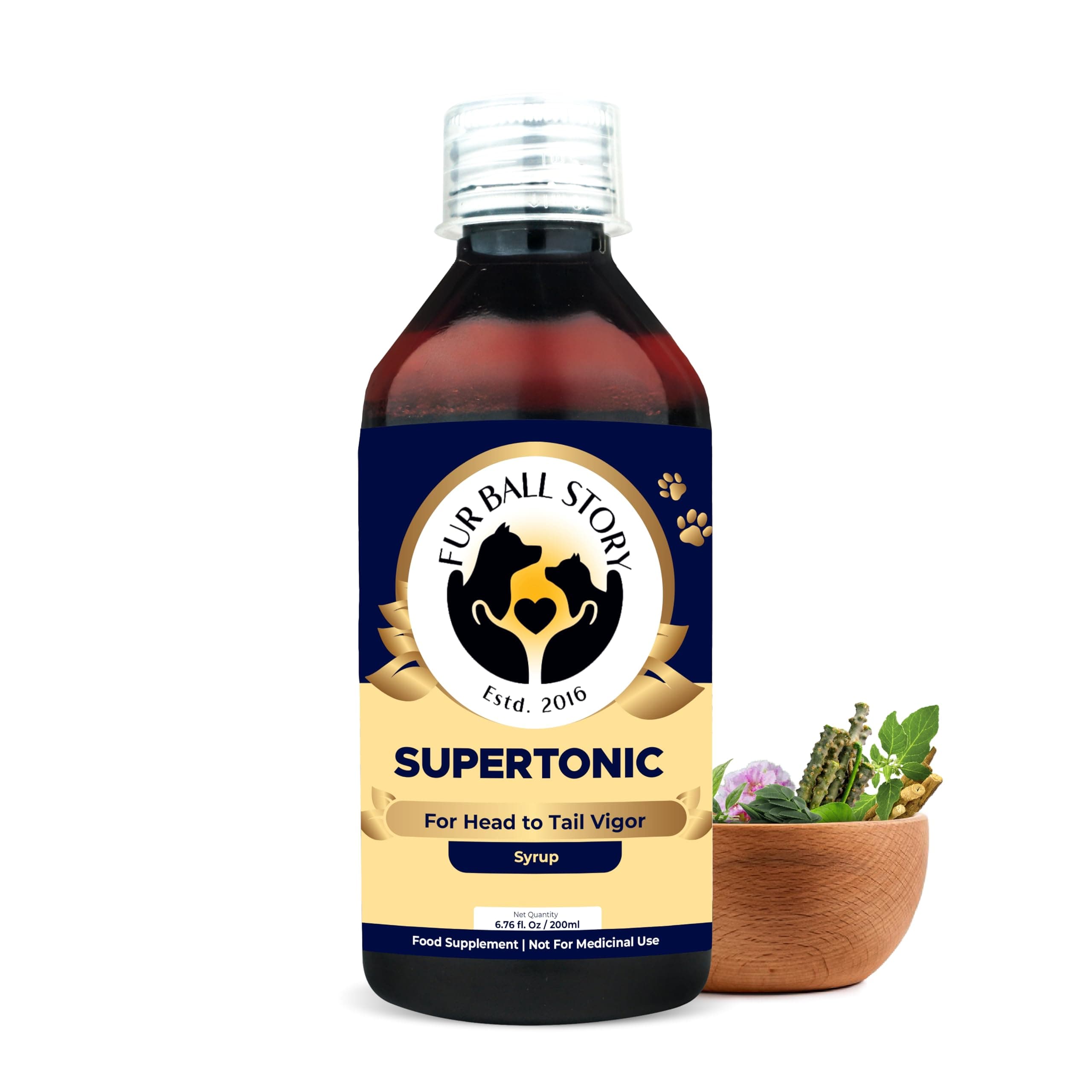 Supertonic Multivitamin Syrup for Dogs & Cats 200 ml | Anti Ageing | Boosts Immunity, Energy, Liver, Kidney Health | Vet Trusted |10+ Superfoods Like Moringa, Ashwagandha | Daily Use
