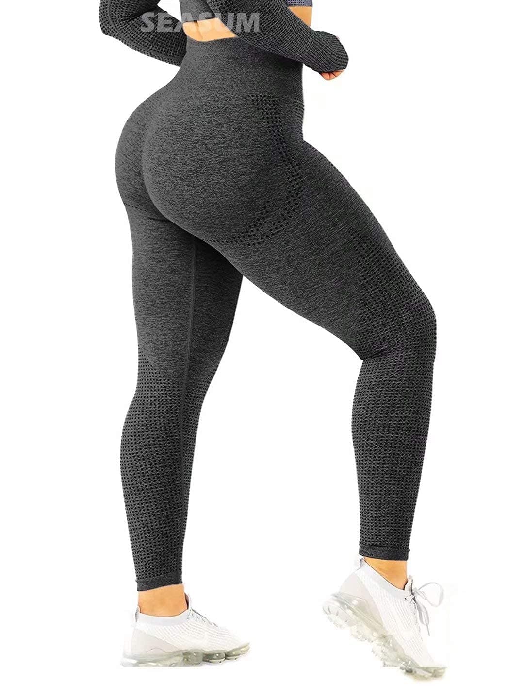 SEASUMWomen High Waisted Leggings Seamless Workout Yoga Pants Butt Lift Tummy Control