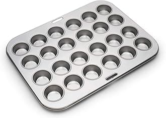 Mini Muffin and Cupcake Pan, 24 Mini Cups, Stainless Steel Baking Pan, 10.5 x 13.75 x 1.5 inches,