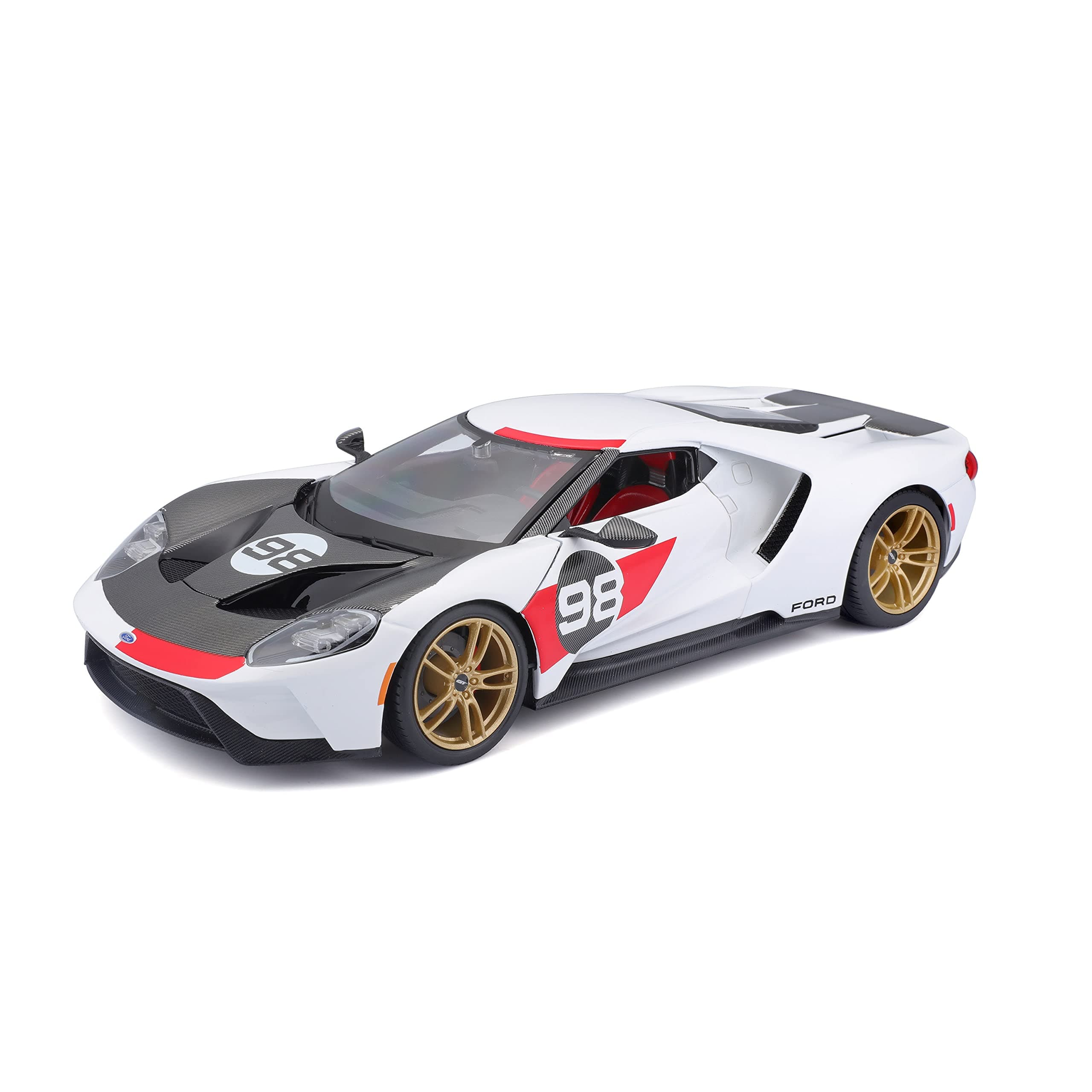2021 Ford GT #98 White Heritage Edition 1/18 Diecast Model Car by Maisto