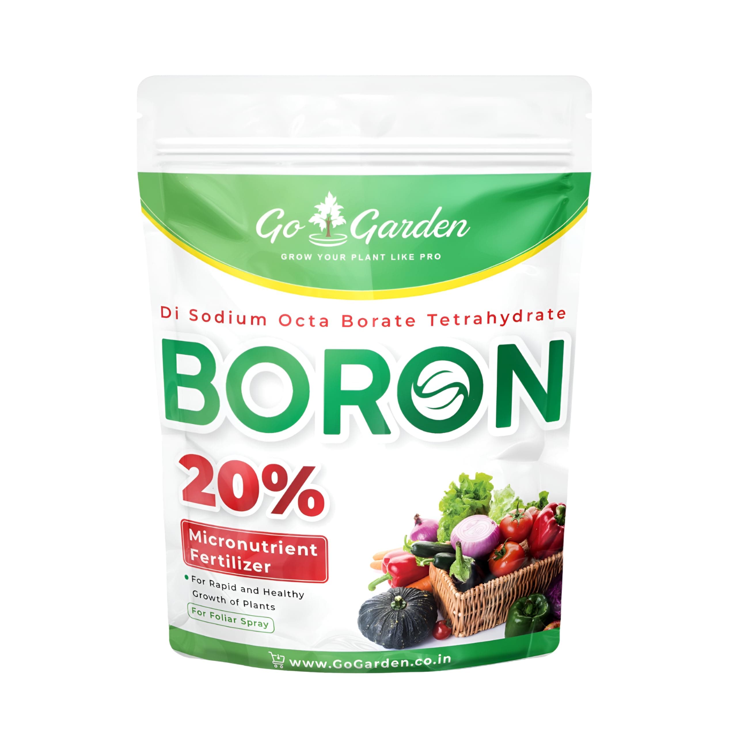 Go Garden Boron 20% Micronutrient Fertilizer - Boosts Vegetable Growth, 250g Powder Fertilizer for Plants
