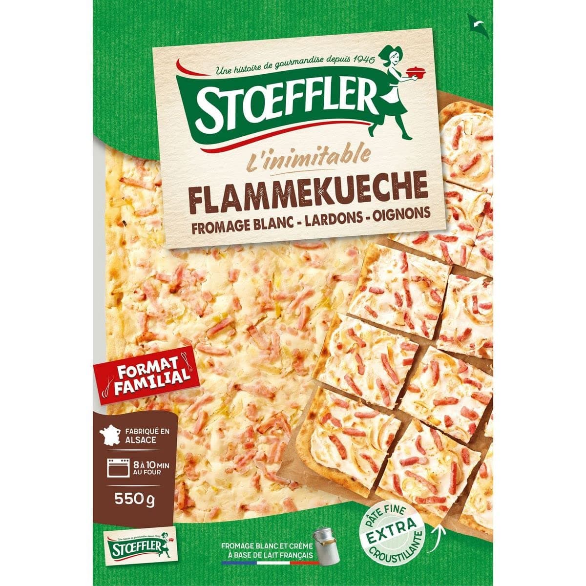 STOEFFLER Alsacian pizza pastry - Flammekueche cheese bacon onion authentic XXL 550g