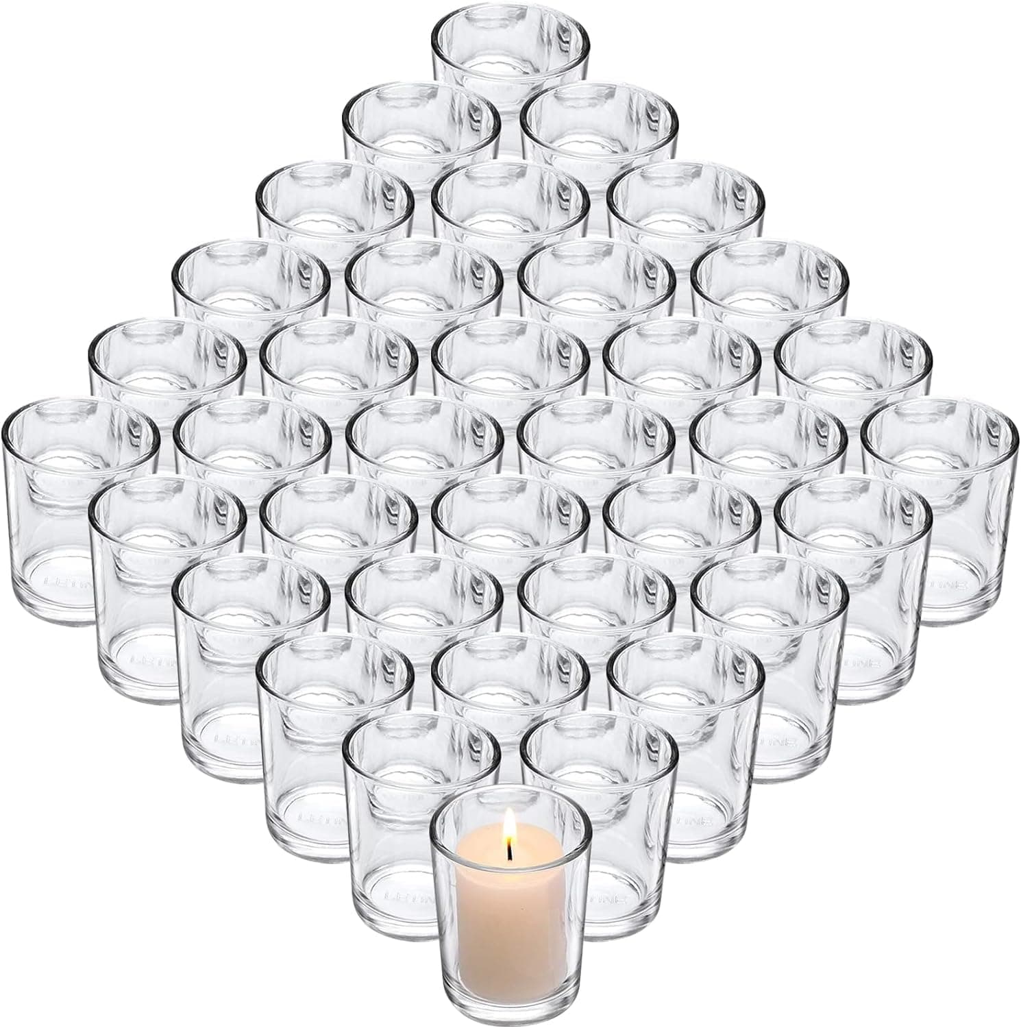 36 Pcs Glass Votive Candle Holders Bulk, Clear Tealight Candle Holder for Festival Decor/Wedding Propose Parties Holiday and Home Decor