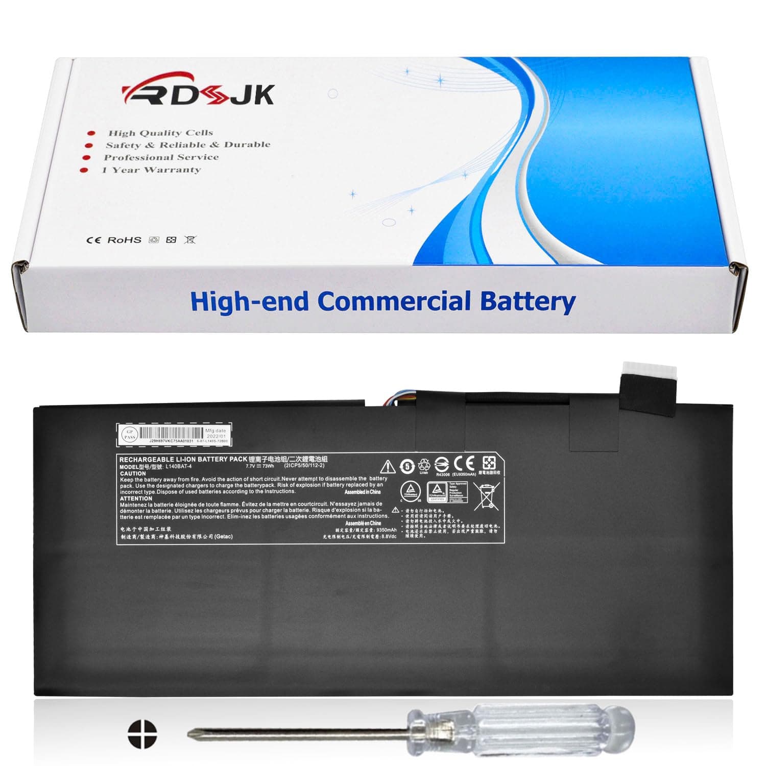 RDSJK L140BAT-4 6-87-L140S-72B01 Laptop Battery for Lemp9 System76 Darter Pro 2021 L140CU L141CU L140MU L141MU 2ICP5/50/112 VIA 14, THUNDEROBOT MixBook Air, WOOKING Jiasha ST Pro 7.7V 73Wh 9350mAh