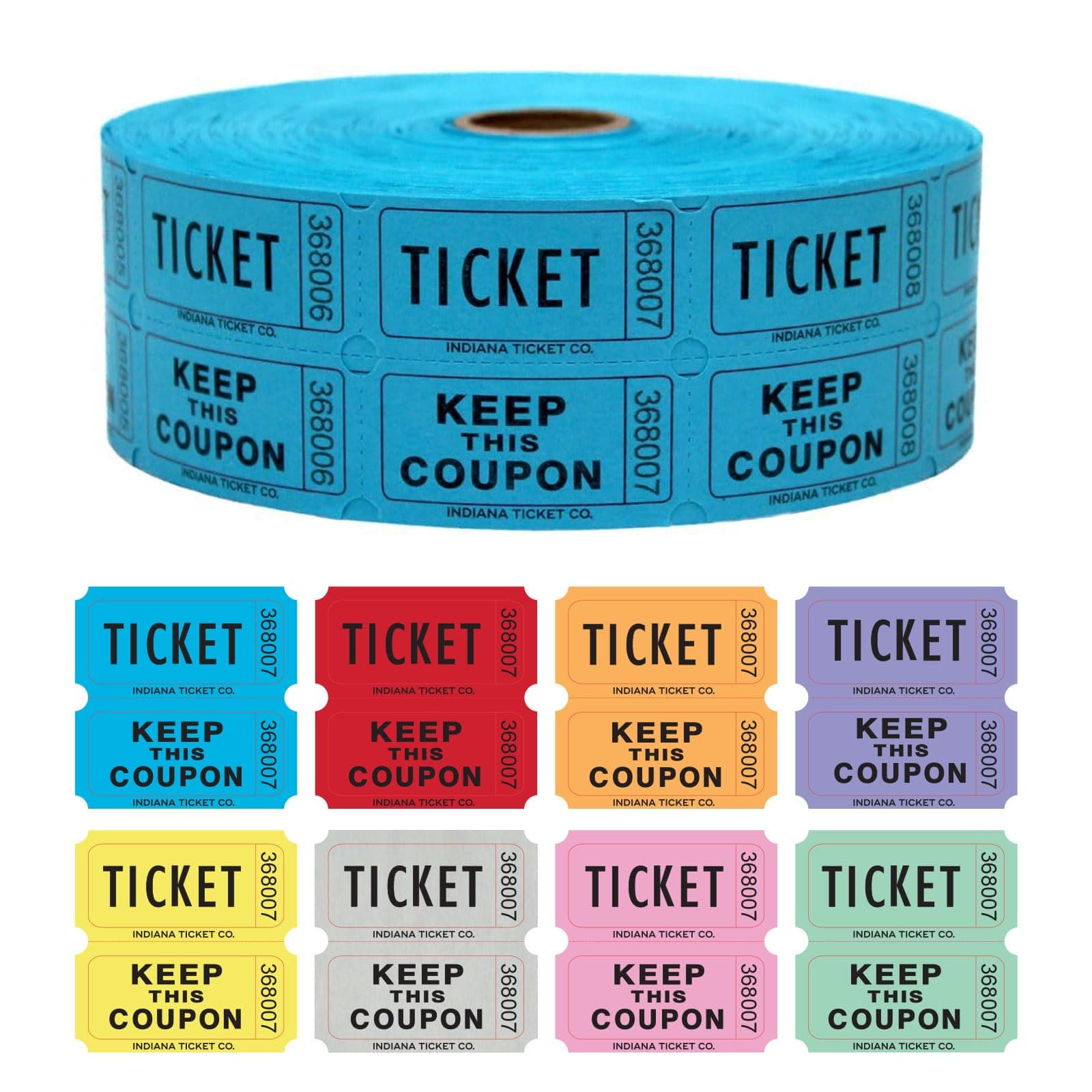 INDIANA TICKET COMPANY Raffle Blue 1000 per Roll 50/50 Fun Fair