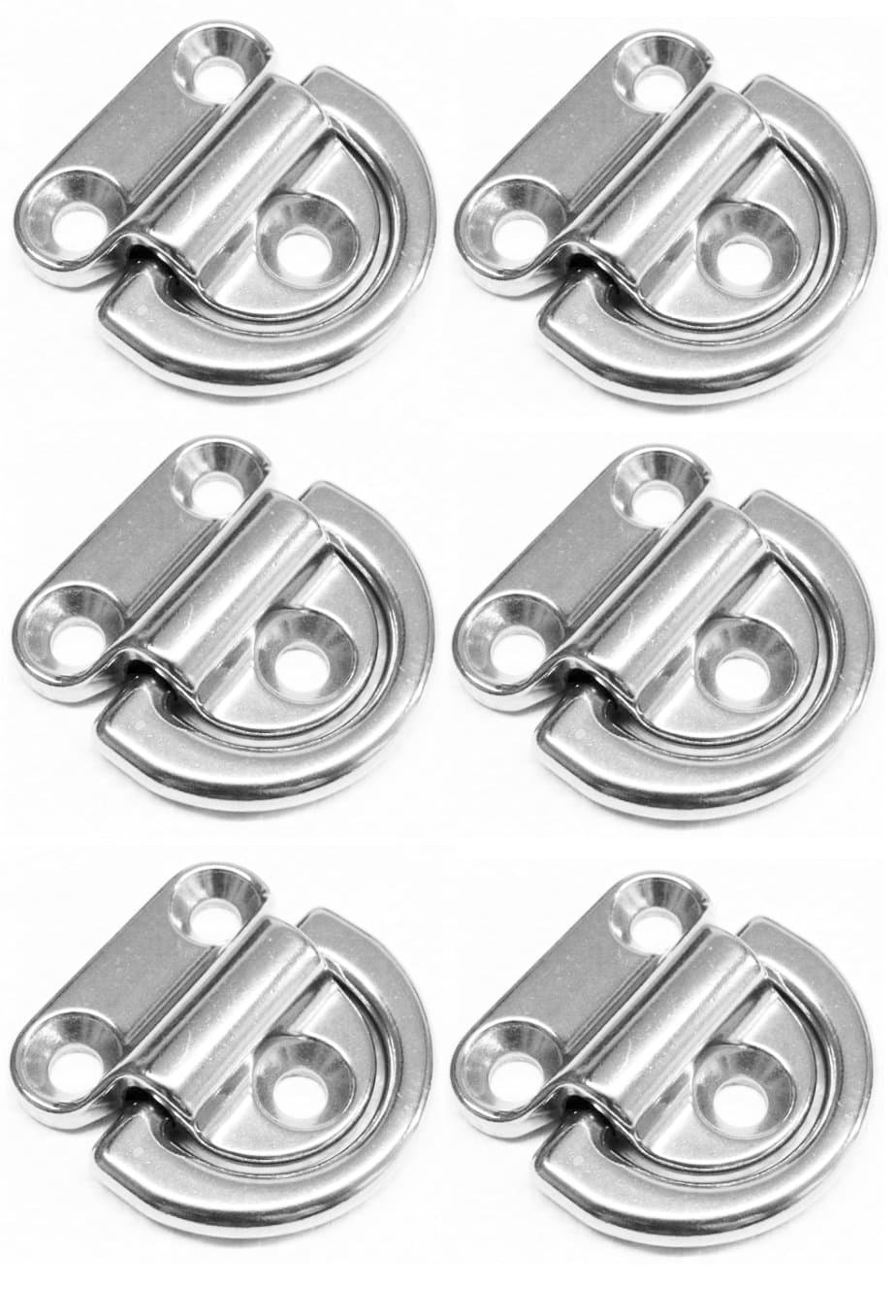 Six Marine Grade Stainless Steel Folding Pad Eye 1/4"