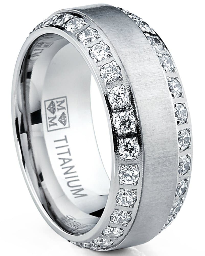 Titanium Engagement Rings for Men Wedding Cubic Zirconia Fashion Jewelry Luxurious Gift (10.5)