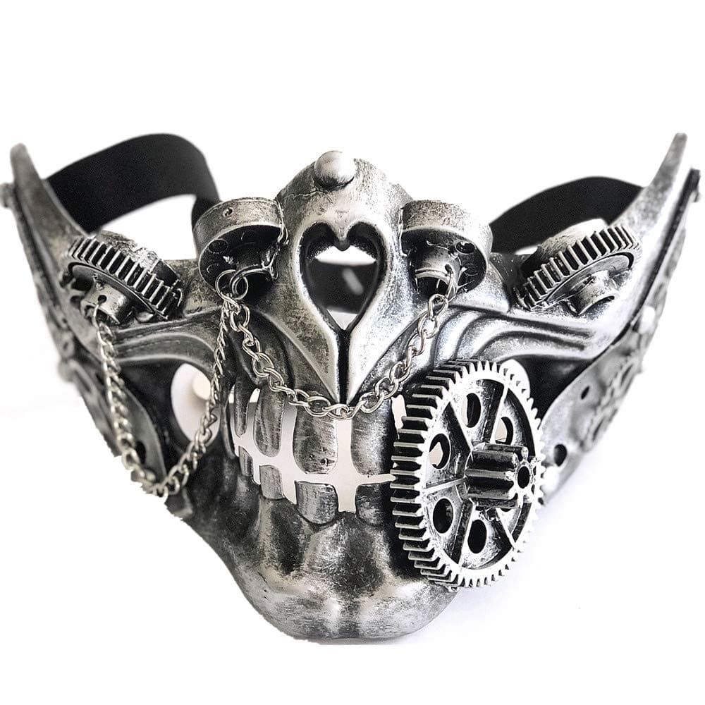 ] Women & Man Steampunk Style Metallic Half Face Mask Halloween Costume Cosplay Party Mask For Adult