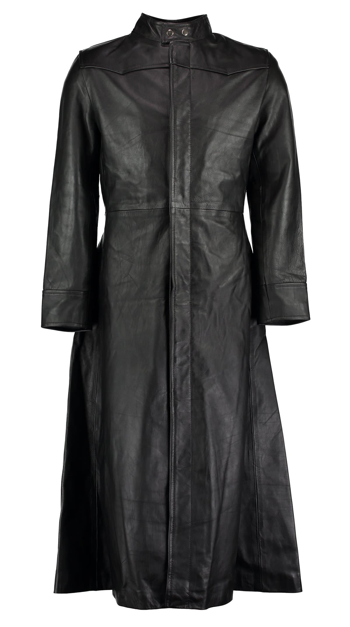MyLeatherNeo Matrix Black Gothic Style Men's Long Leather Coat (3XL)