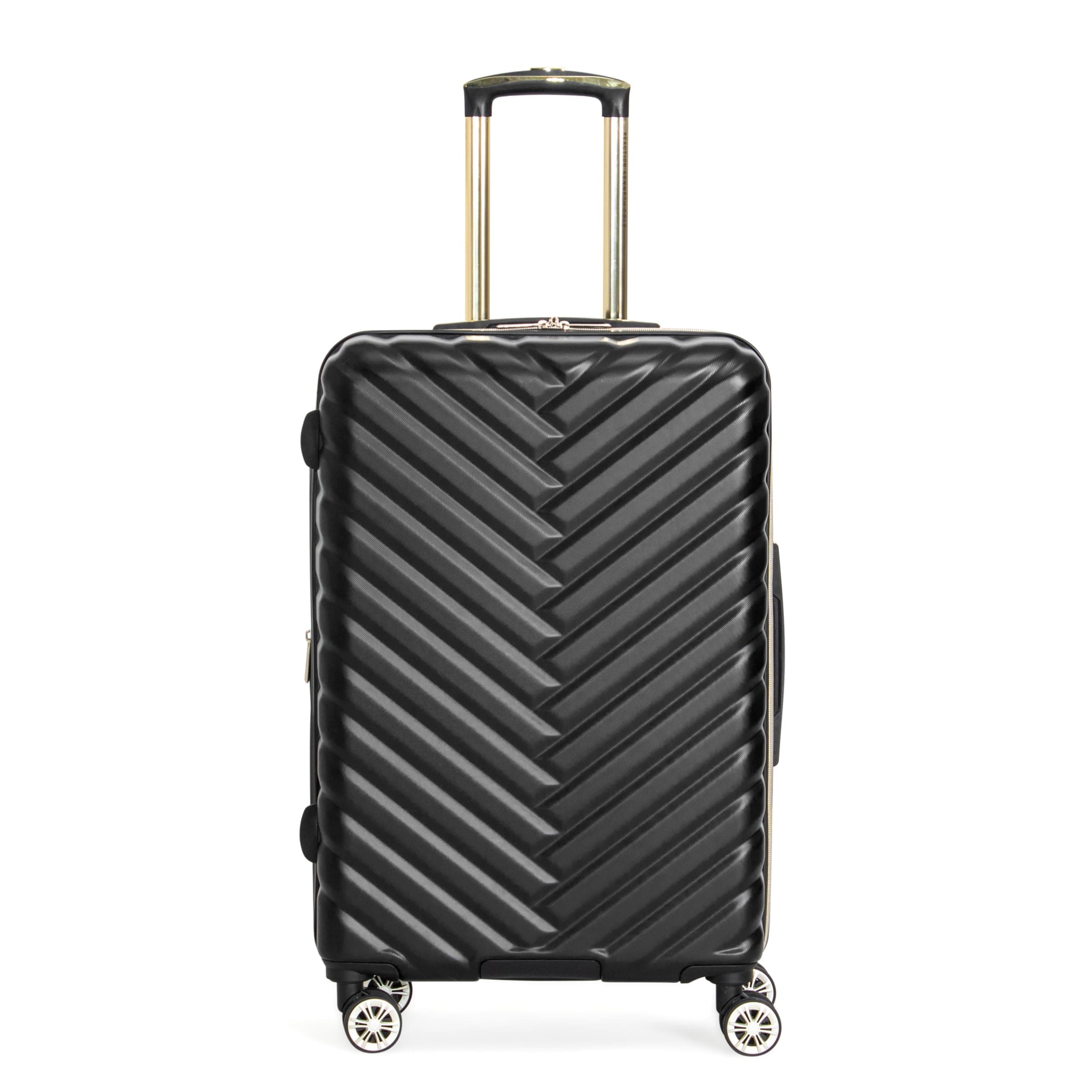 Women's Madison Square Hardside Chevron Expandable Luggage, Black, 24-Inch Checked, Kenneth Cole Reaction Women's Madison Square Hardside Chevron Expandable Luggage
