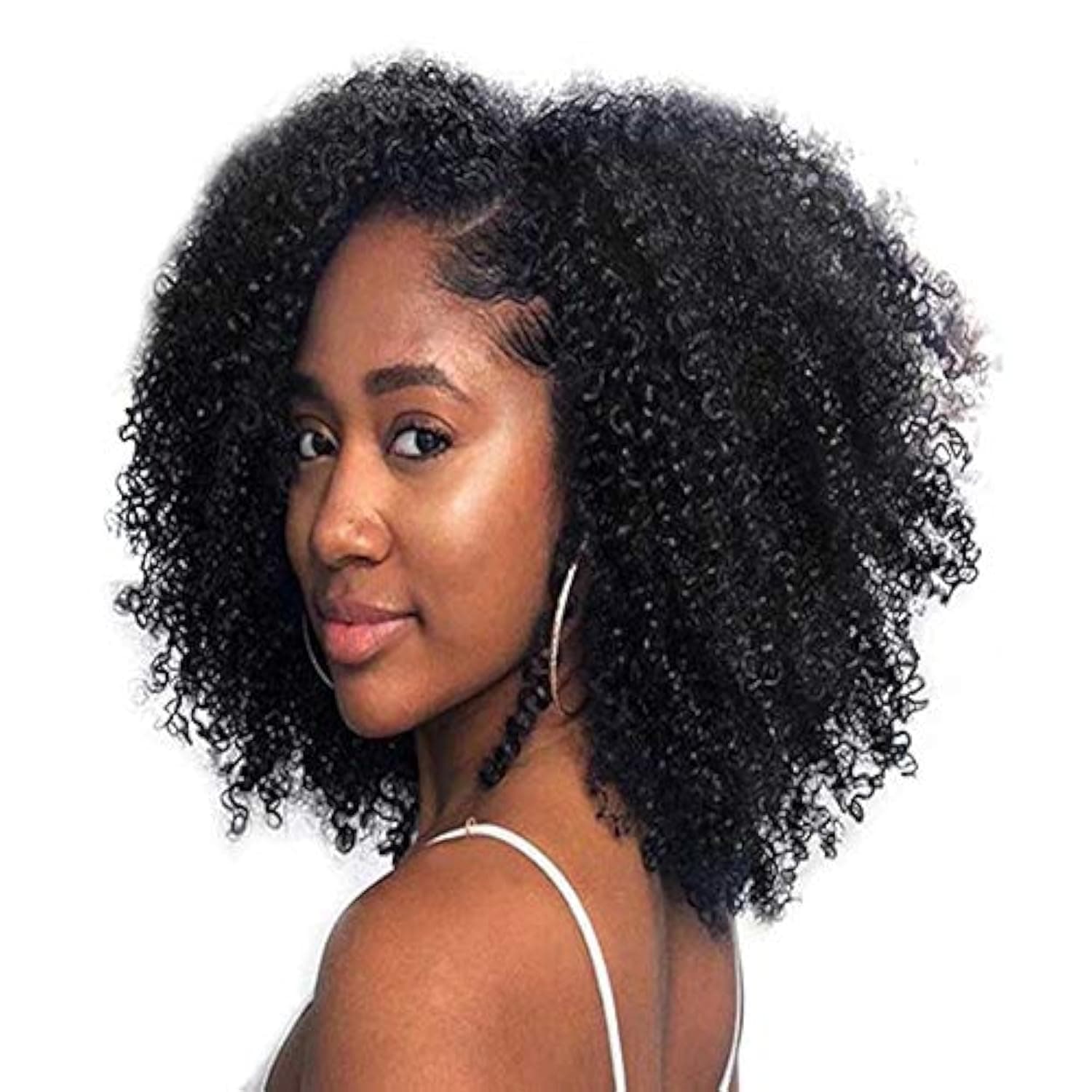 SAGA QUEEN Hair Mongolian Afro Kinky Curly Clip In Hair Extensions 9pcs 20clips 120g/bundle Mongolian Virgin Remy Human Hair (1 bundle 18inch, natural black)