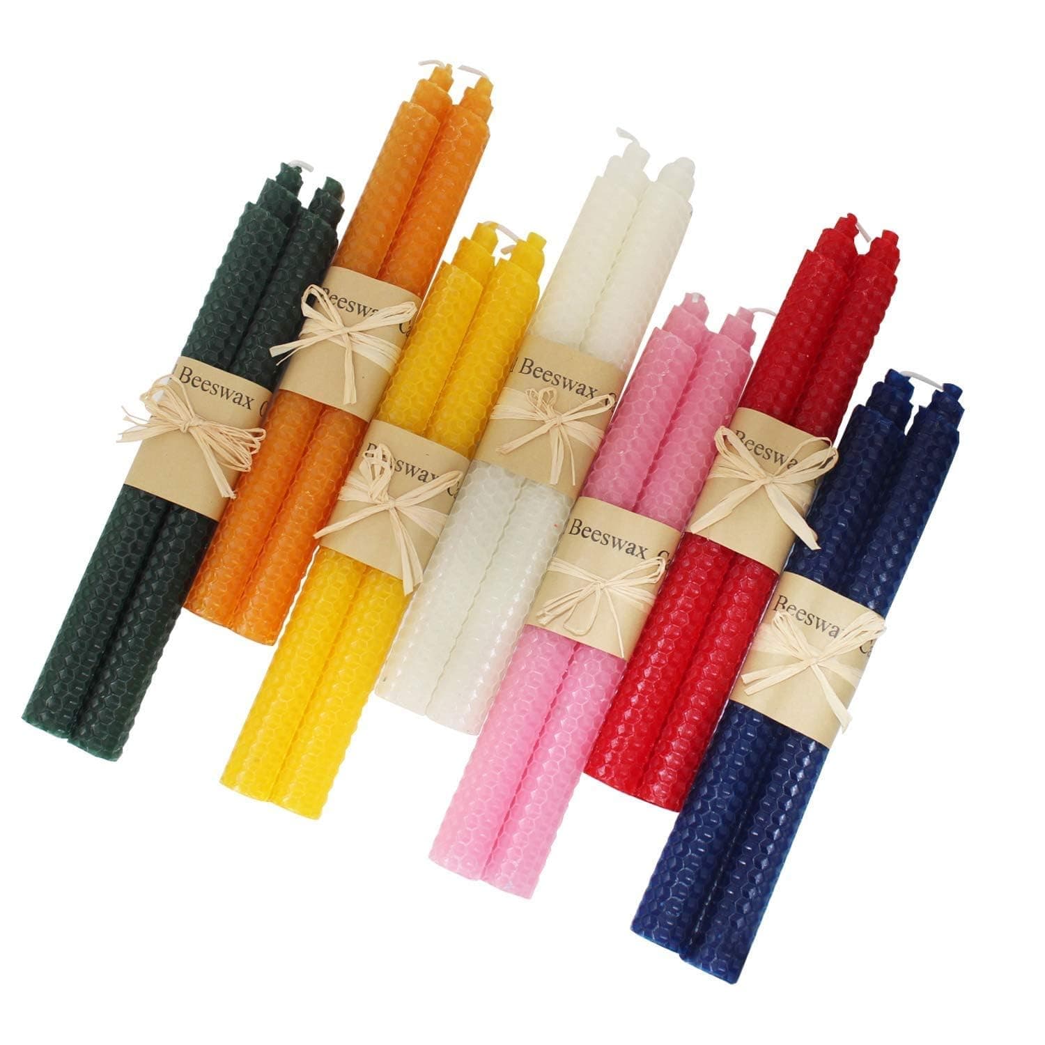 Set of 14 Beeswax Handmade Taper Candles, 9 Inch Smokeless Dripless Wax Candles, Beeswax Candle for Home Gift Ideas, Long Candle Sticks for Wedding,Dinner