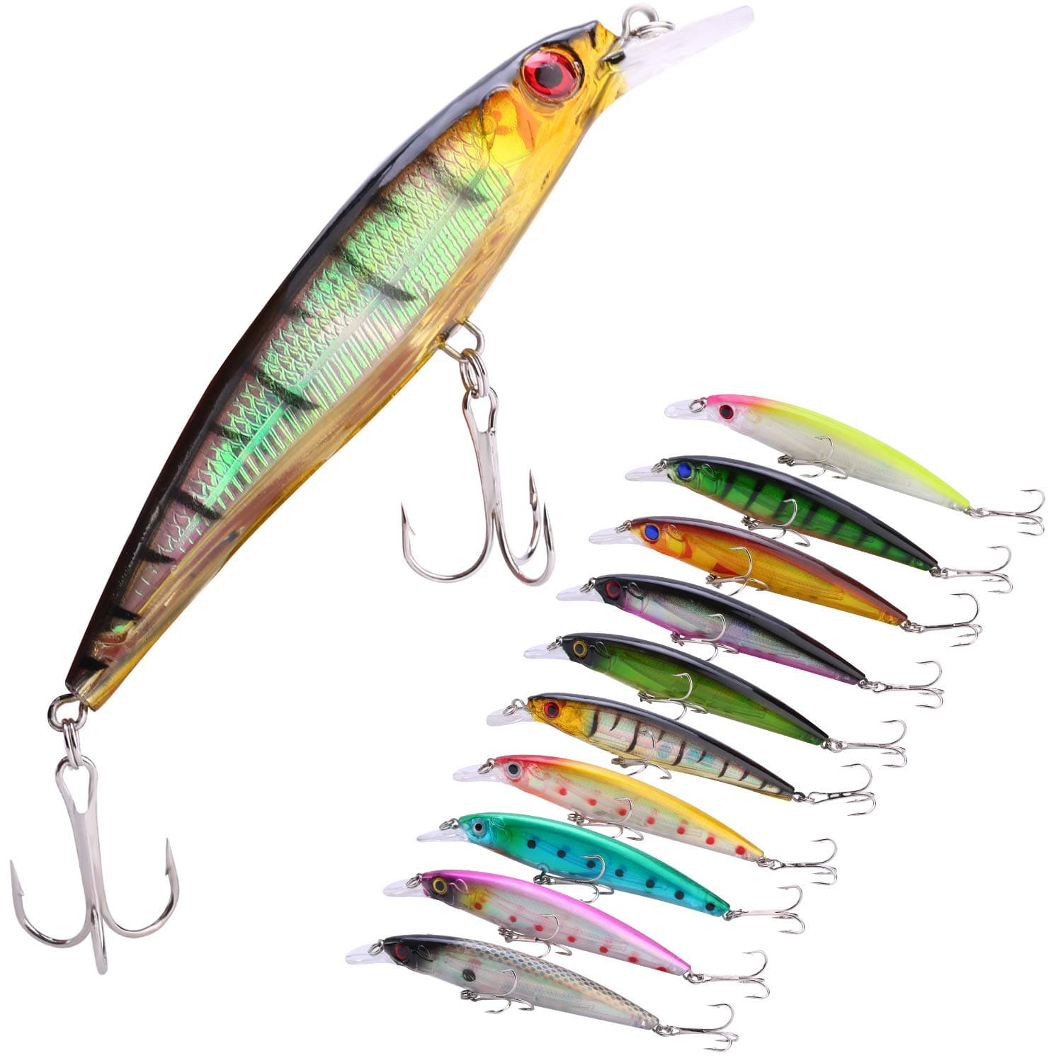 Sougayilang Minnow Fishing Lures Crankbaits Set Fishing Hard Baits Swimbaits Boat Topwater Lures for Trout Bass Perch Fishing
