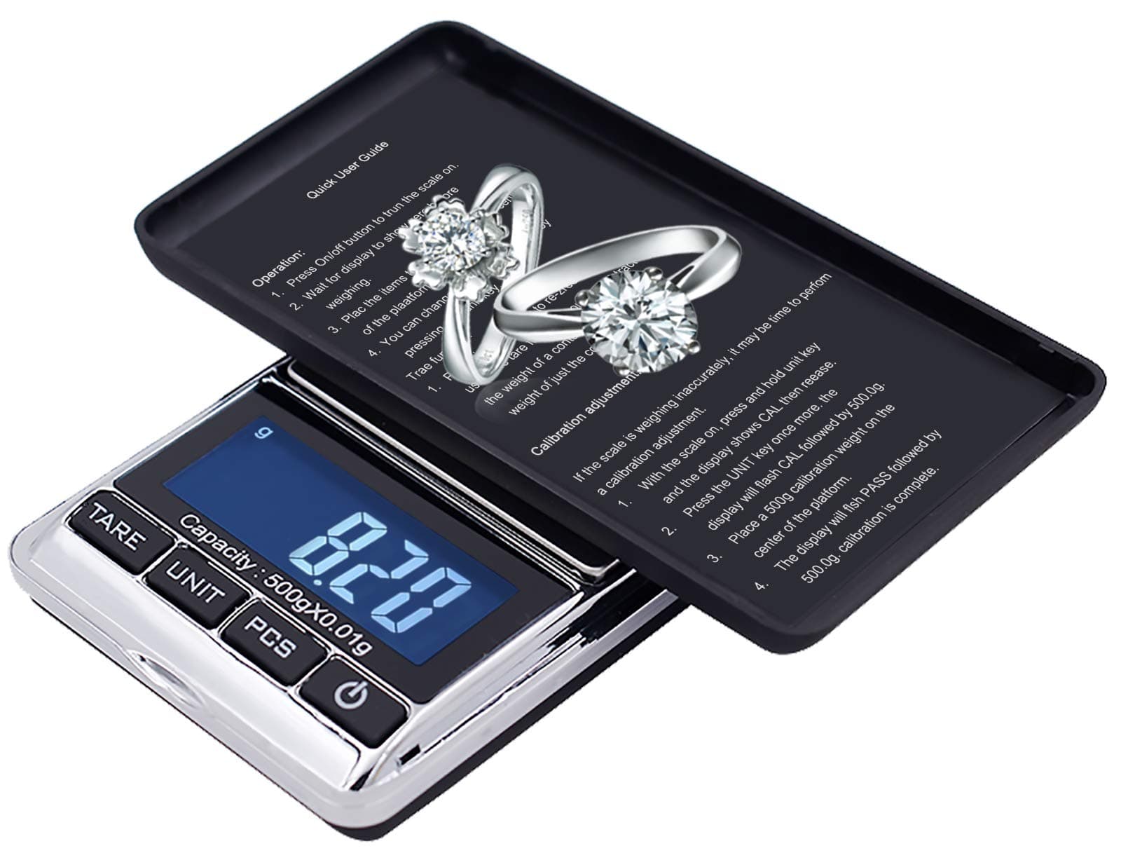 Ataller Digital Pocket Scale, 200g/0.01g Precision Portable Jewelry Scale, Mini Electronic Gram Weight Scales, Tare, Auto Off, Stainless Steel, White Backlit Display