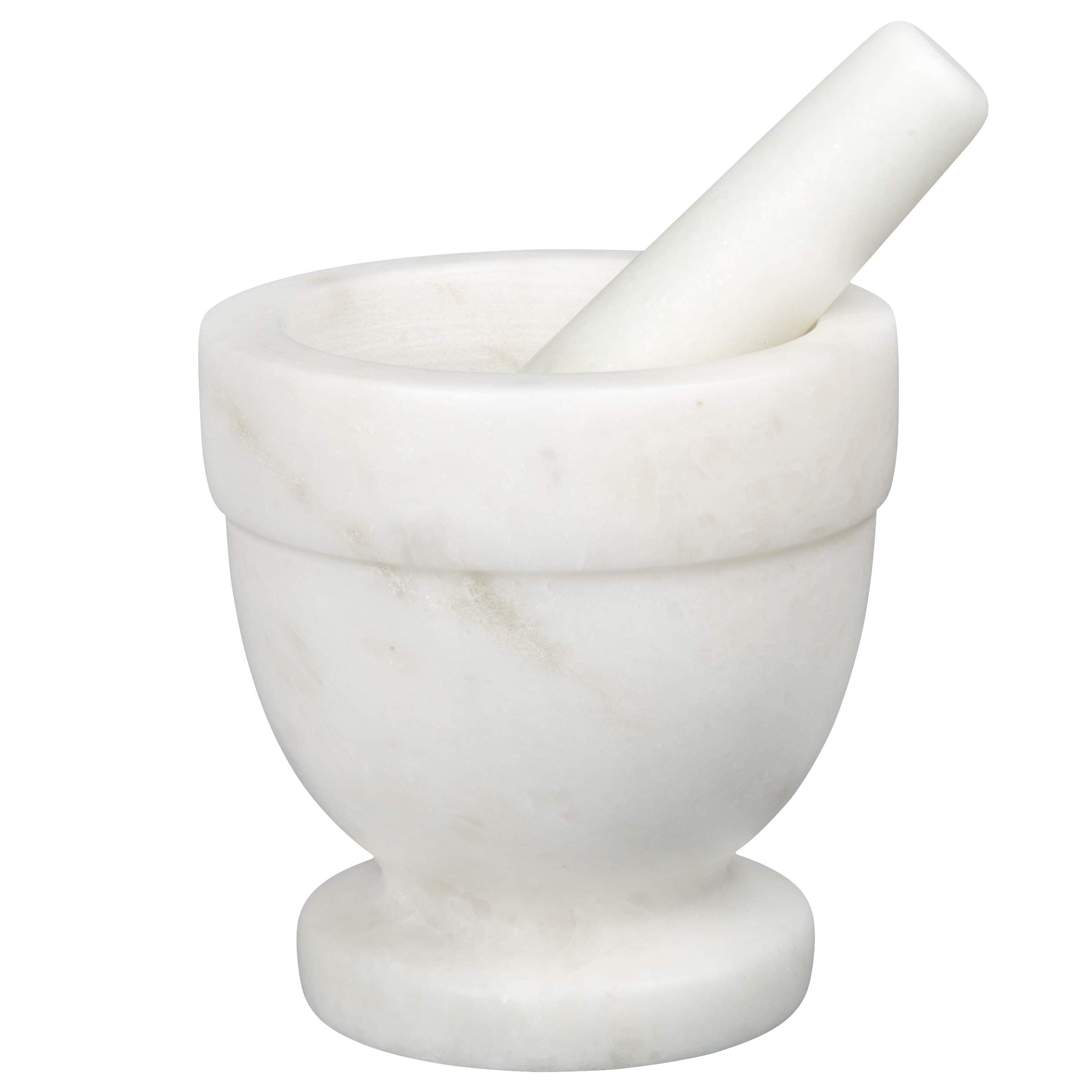 Creative Home Natural Marble Mortar and Pestle Set Spice Grinder Guacamole Molcajete Bowl Kitchen Spices Herbs Pesto Grinder, 4" Diam. x 4" H, Off-White