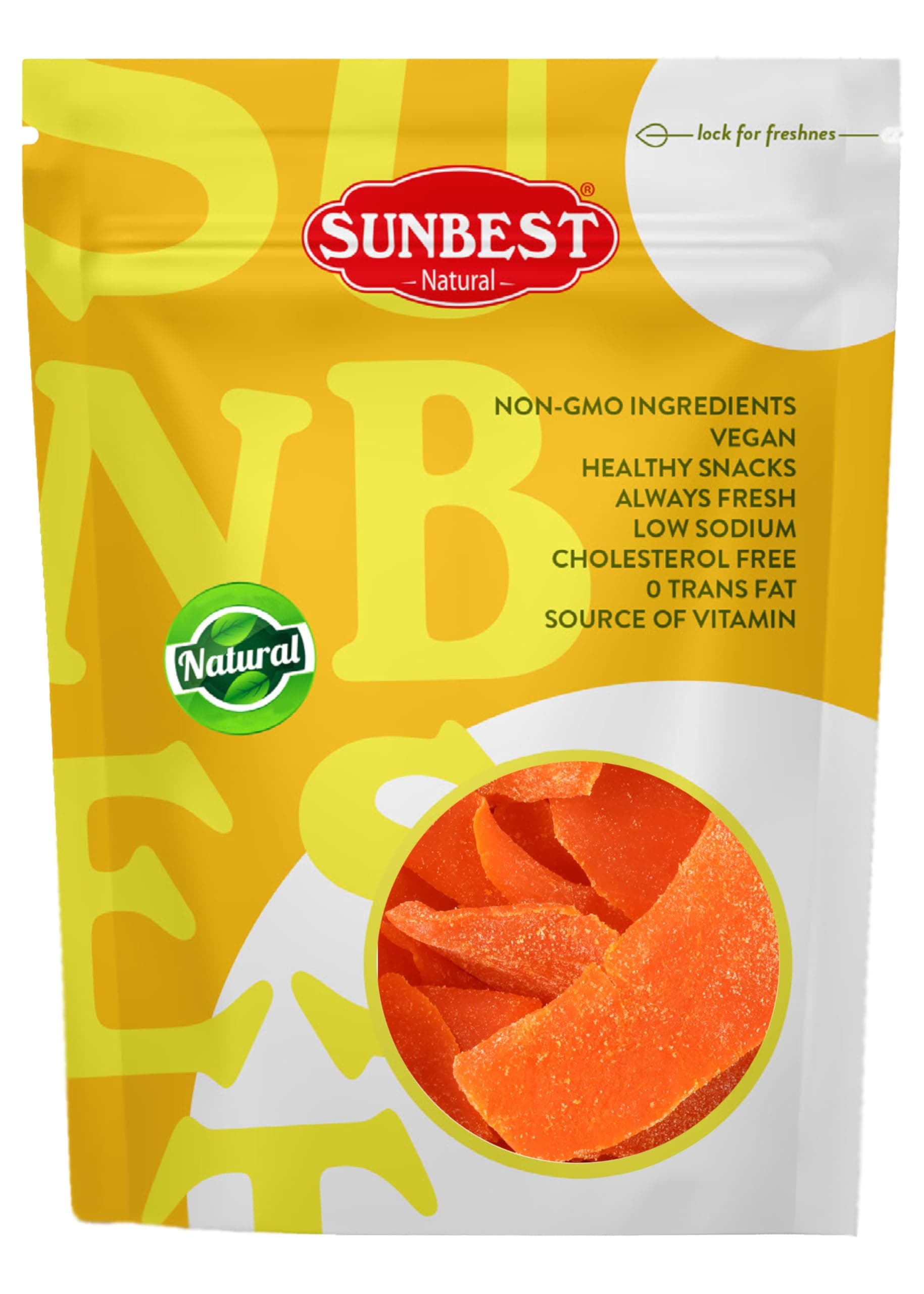 Sunbest Natural Dried Mango, Slices, Non-GMO, Gluten Free, Vegan, Kosher, 5 Lbs.